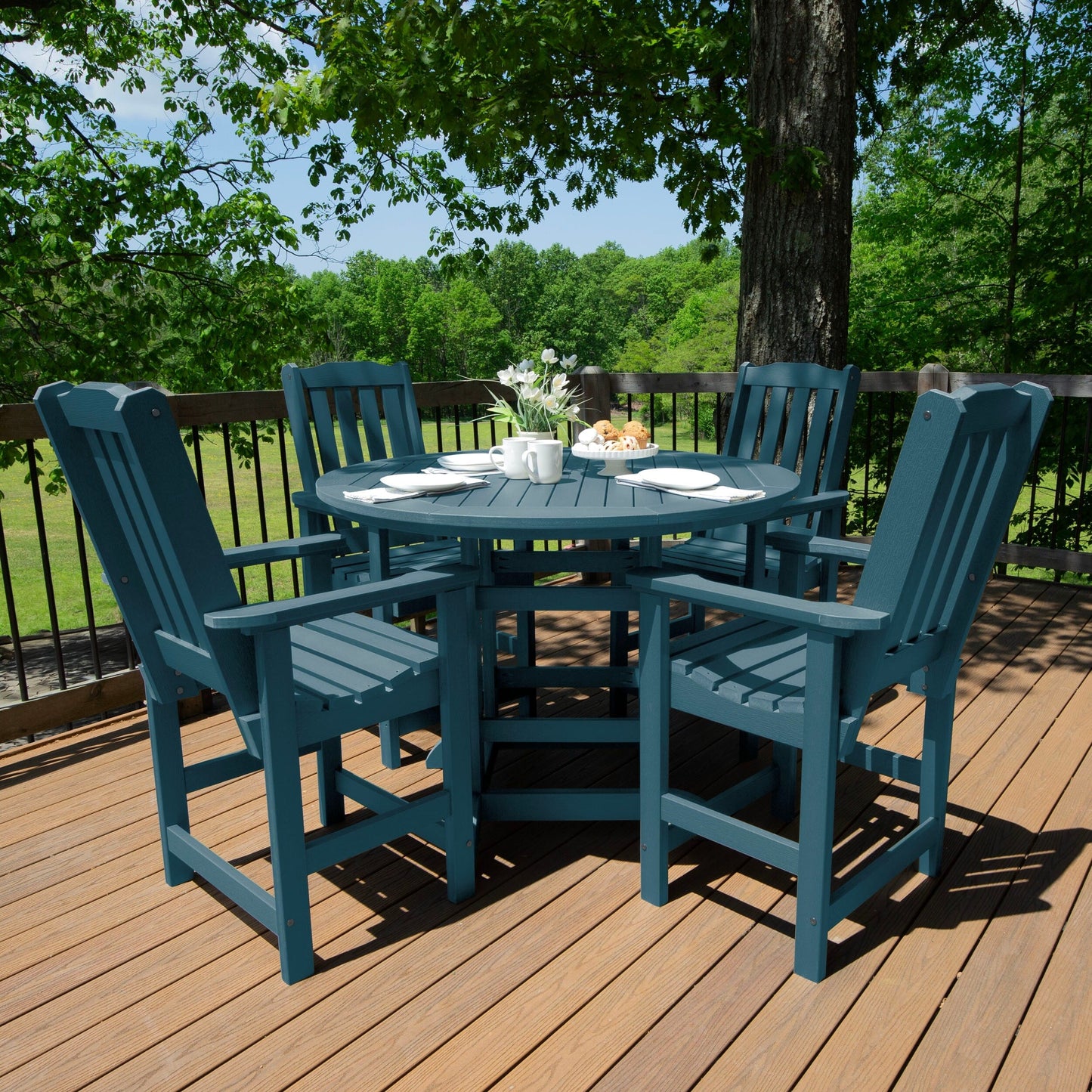 Lehigh 5-piece Outdoor Dining Set - 48 Round Table, Counter-height