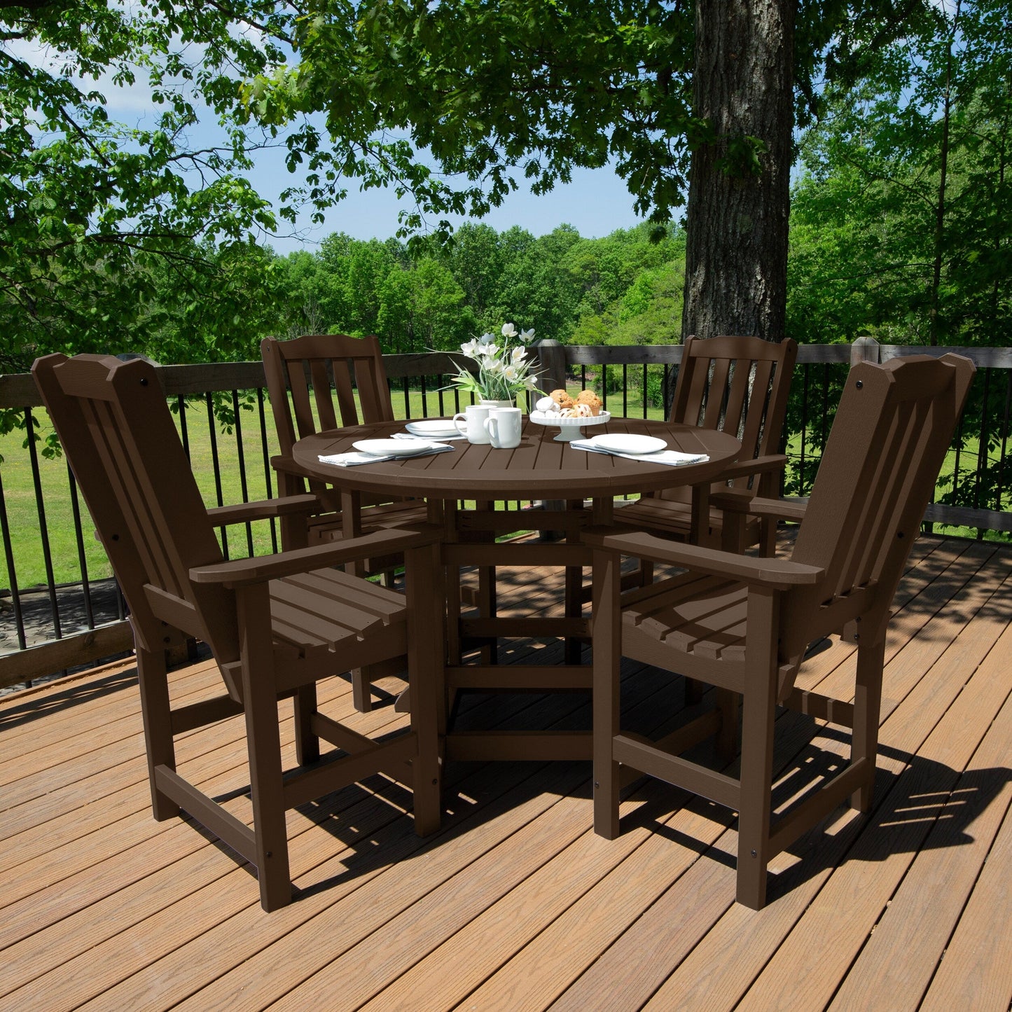 Lehigh 5-piece Outdoor Dining Set - 48 Round Table, Counter-height