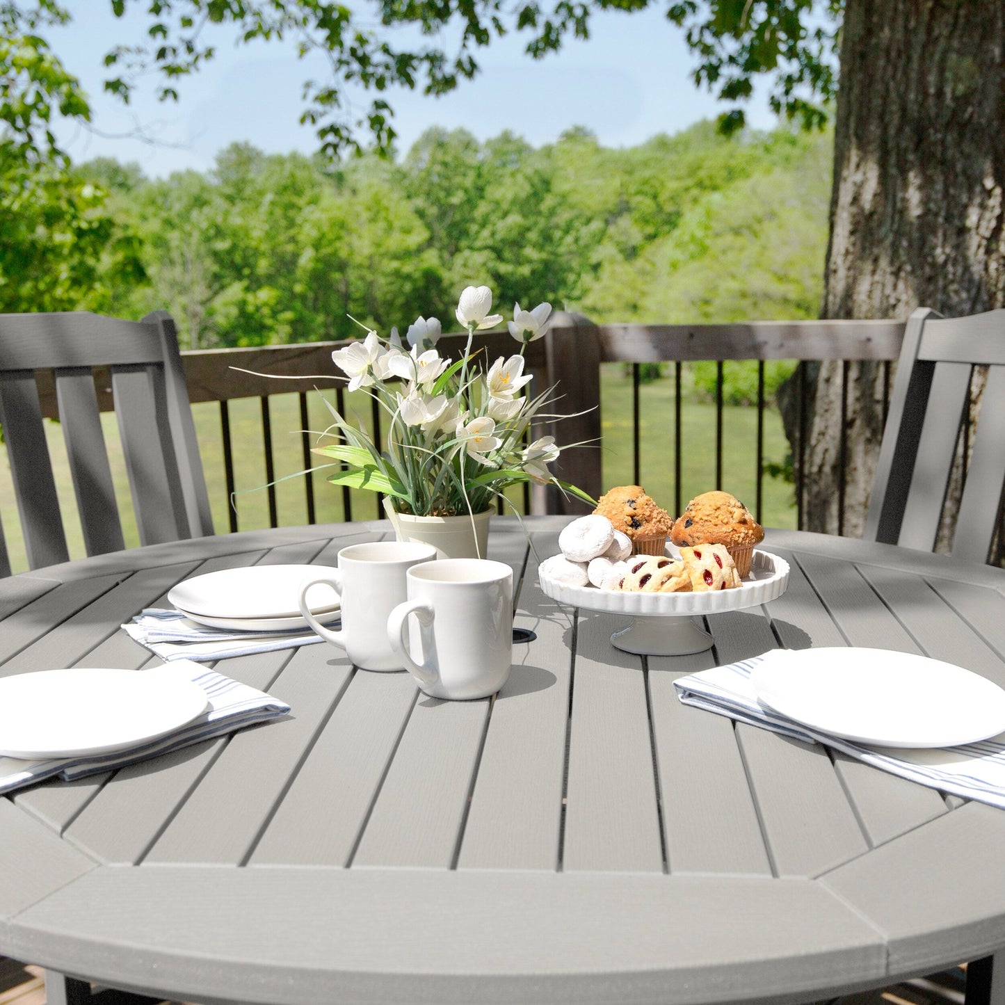 Lehigh 5-piece Outdoor Dining Set - 48 Round Table, Counter-height