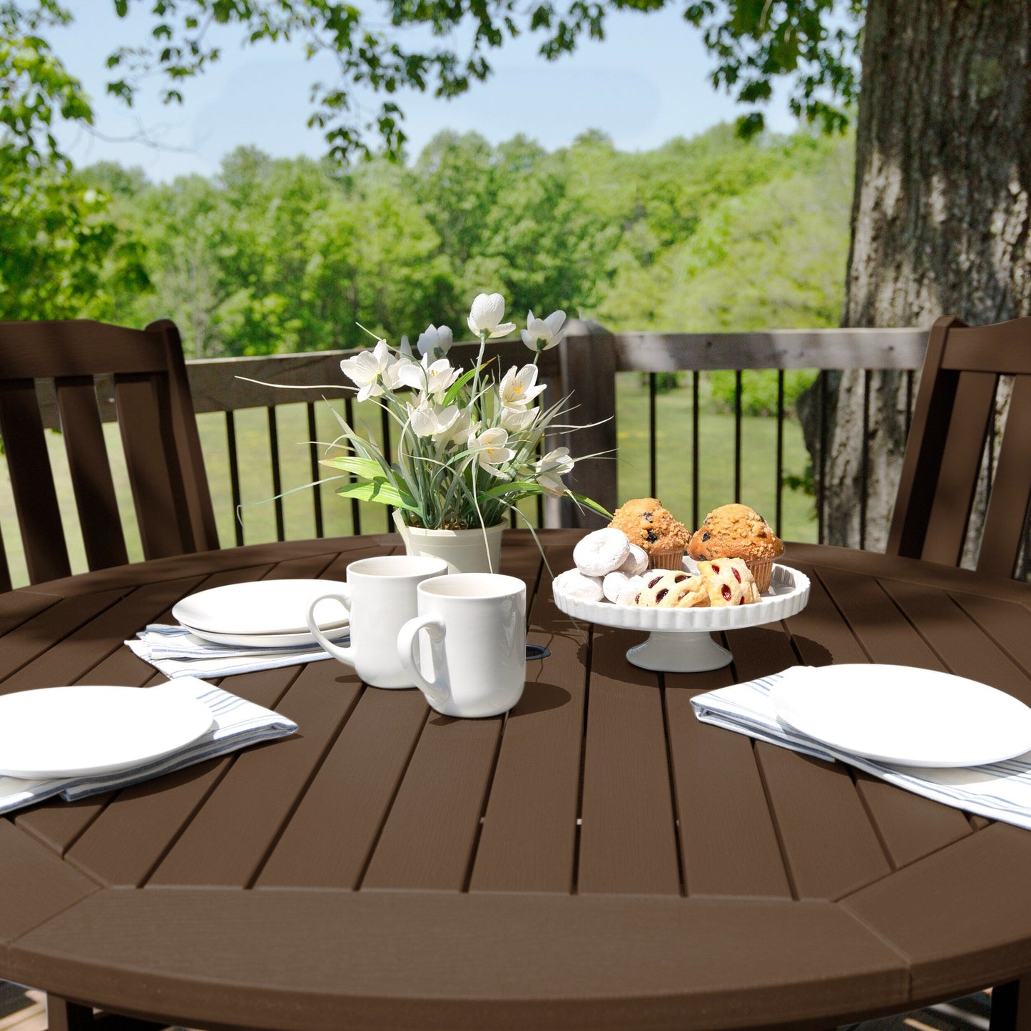 Lehigh 5-piece Outdoor Dining Set - 48 Round Table, Counter-height
