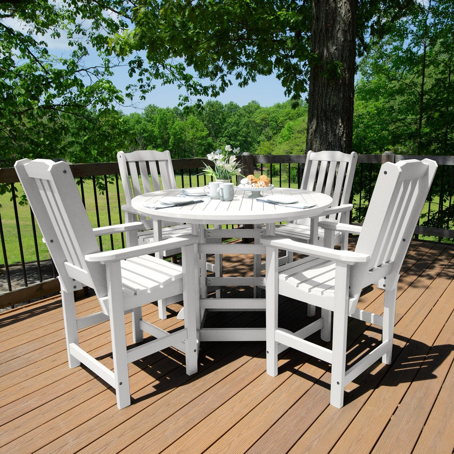 Lehigh 5-piece Outdoor Dining Set - 48 Round Table, Counter-height