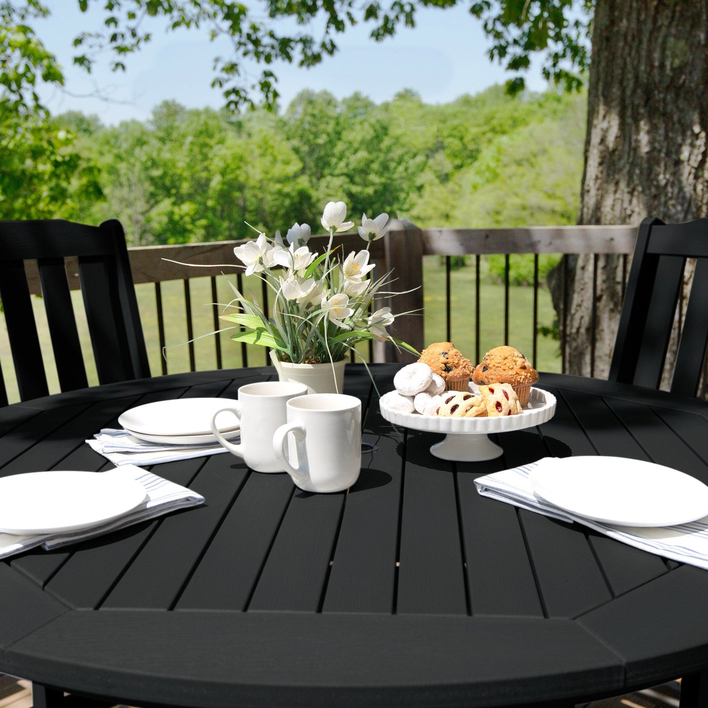 Lehigh 5-piece Outdoor Dining Set - 48 Round Table, Counter-height