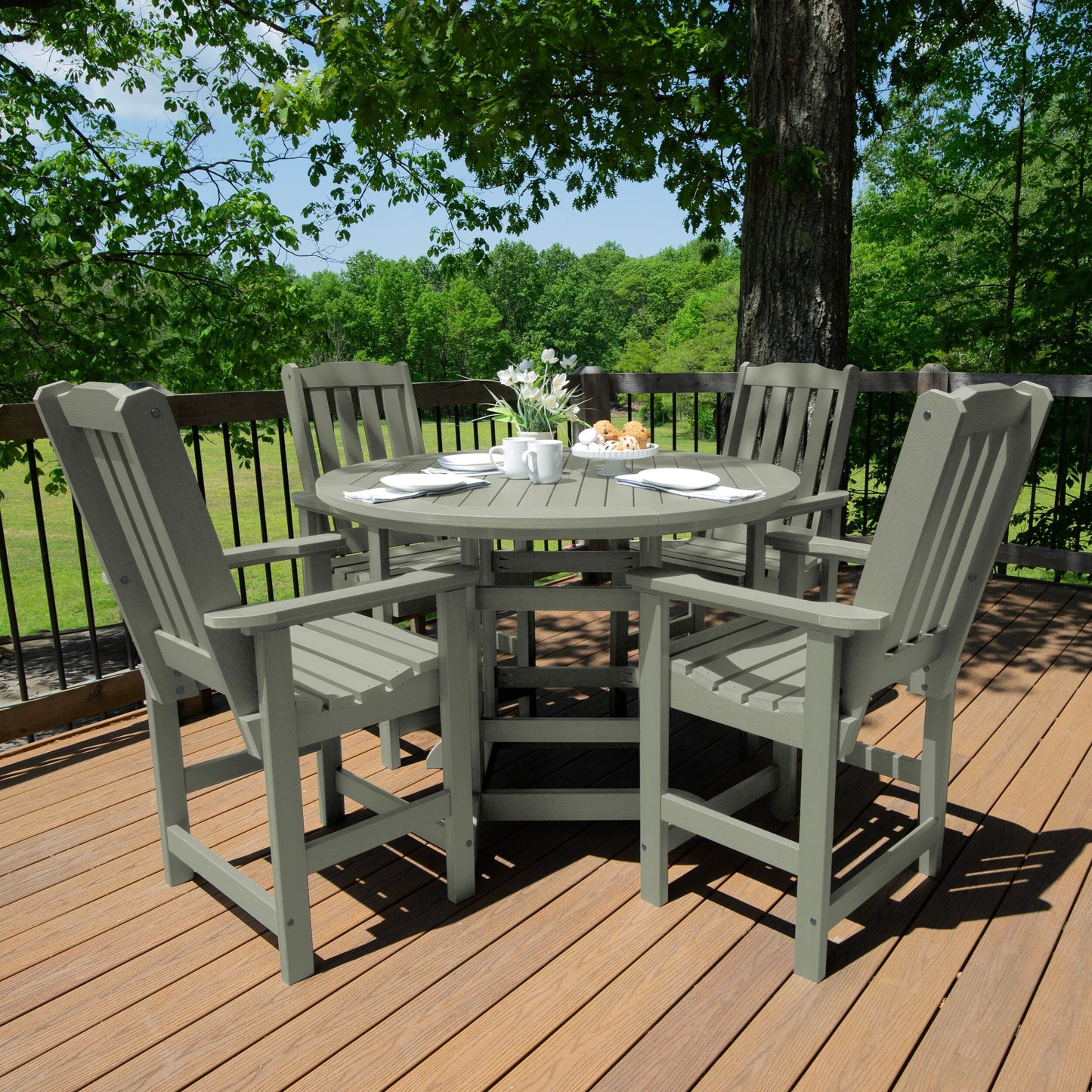 Lehigh 5-piece Outdoor Dining Set - 48 Round Table, Counter-height