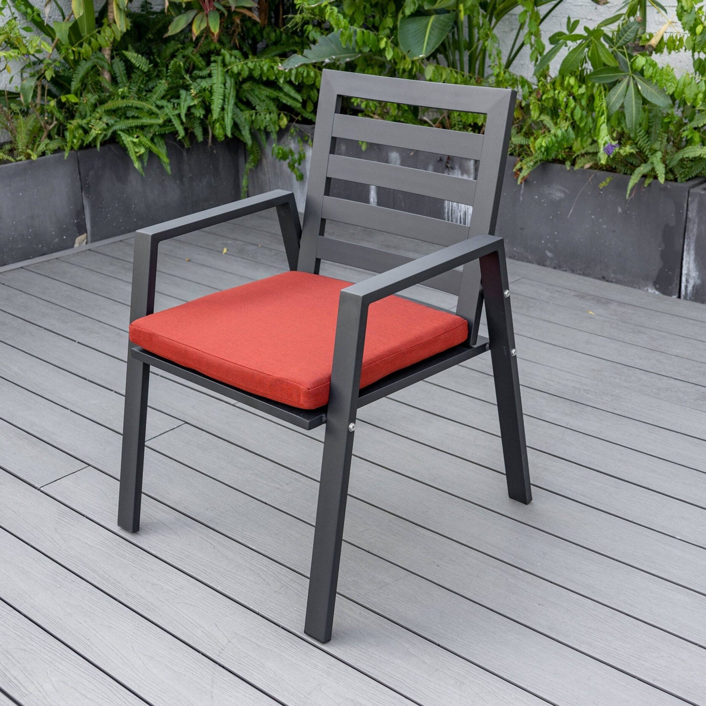 9-Piece Outdoor Dining Set in Black Aluminum Chelsea Series by LeisureMod