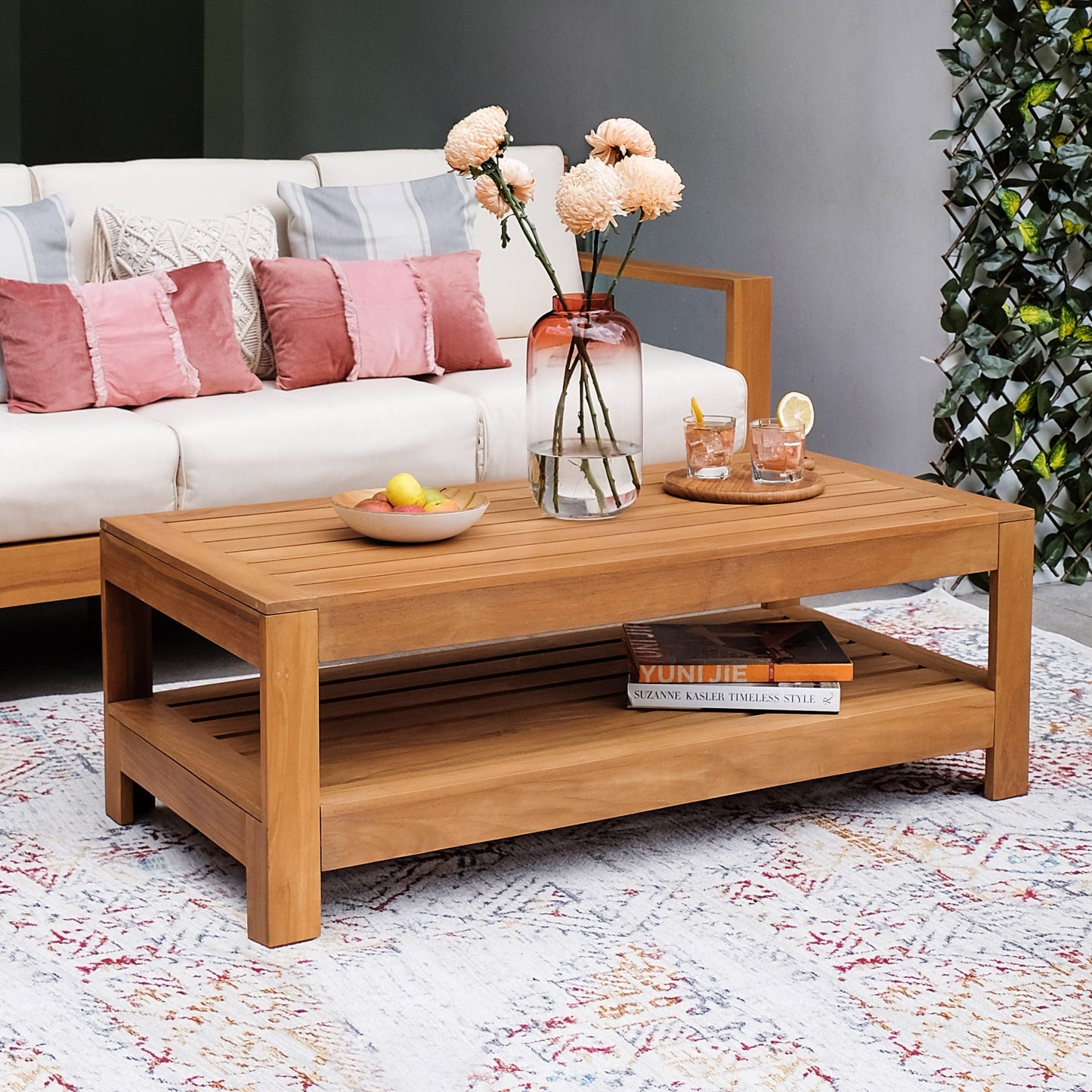 Cambridge Casual Logan 5-Piece Teak Patio Conversation Set with Sunbrella Cushion