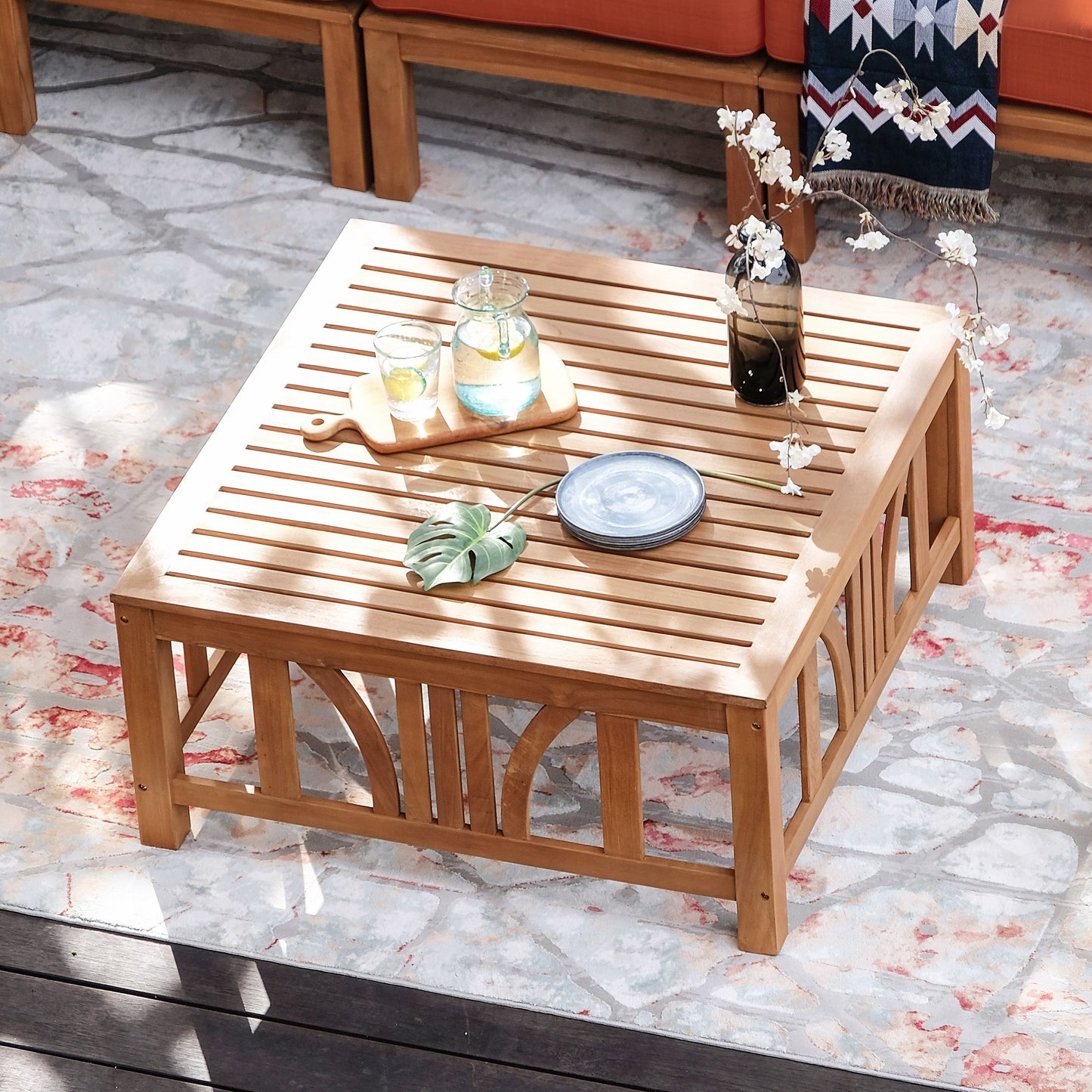 Cambridge Casual Lowell 8-piece Teak Patio Sectional Set with Cushion