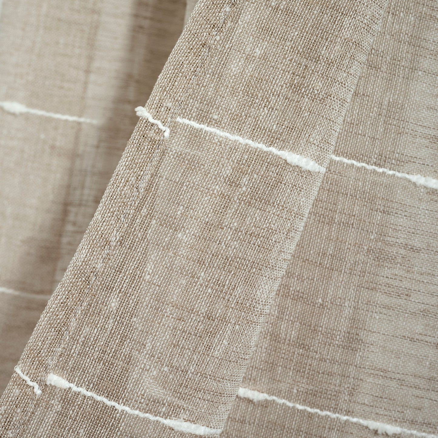 Lush Decor Farmhouse Textured Grommet Sheer Window Curtain Panel Pair