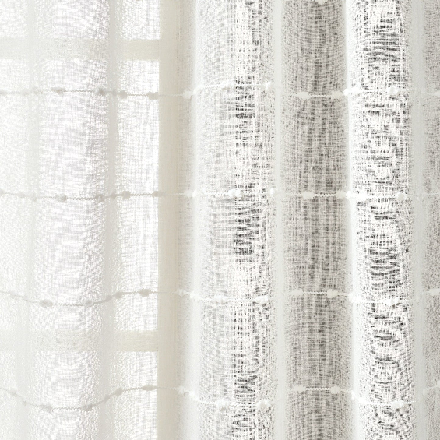 Lush Decor Farmhouse Textured Grommet Sheer Window Curtain Panel Pair