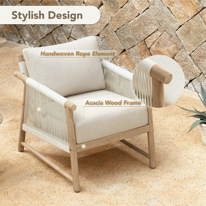 Lynn Outdoor Acacia Wood Patio Furniture Outdoor Chair