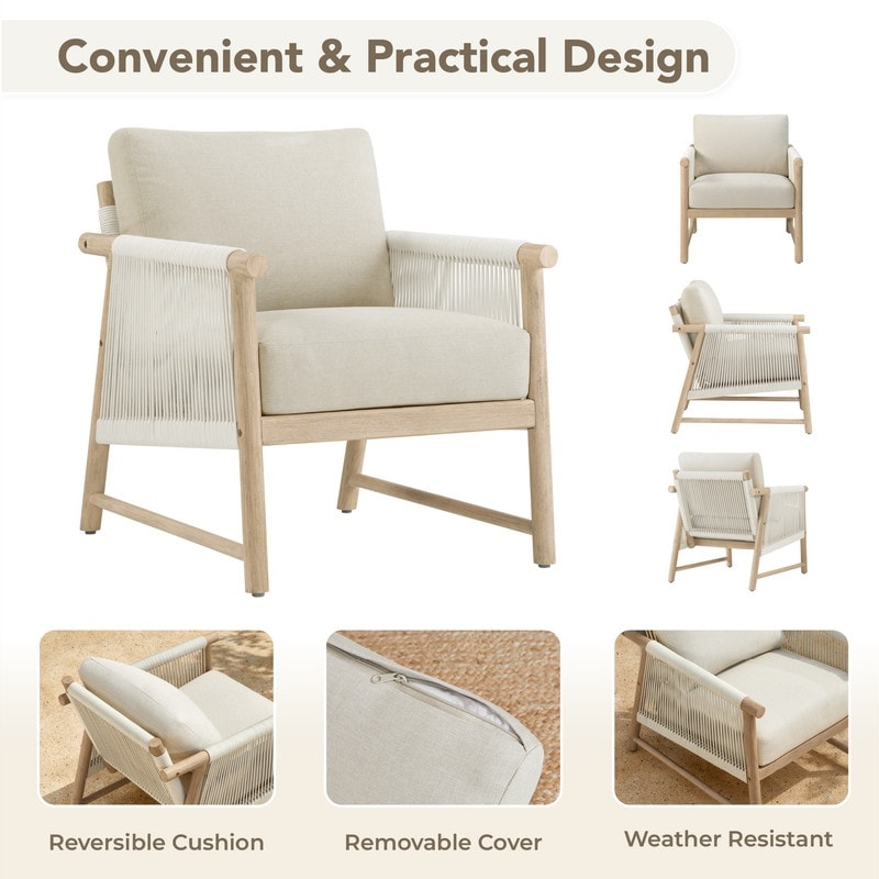 Lynn Outdoor Acacia Wood Patio Furniture Outdoor Chair