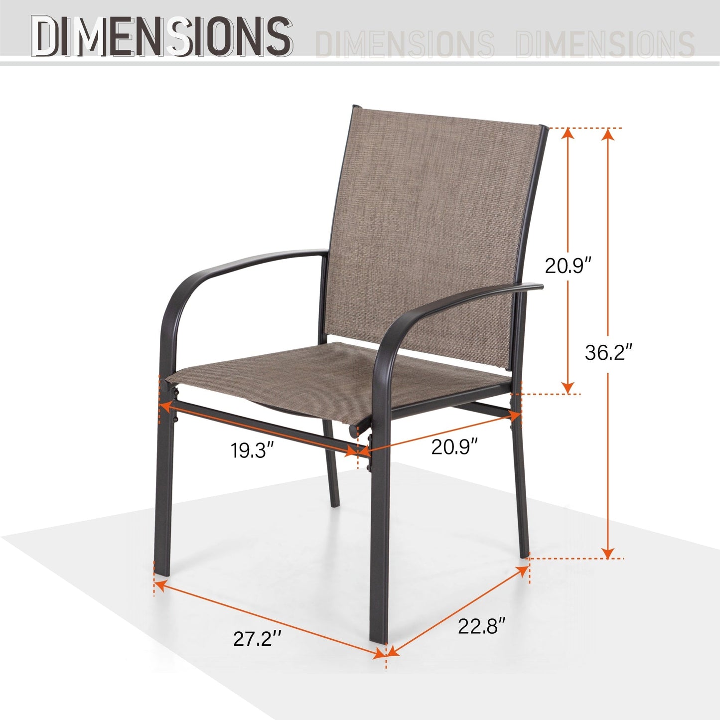 MAISON ARTS 7-Piece Patio Dining Set Metal Rectangle Table and 6 Textilene Chairs
