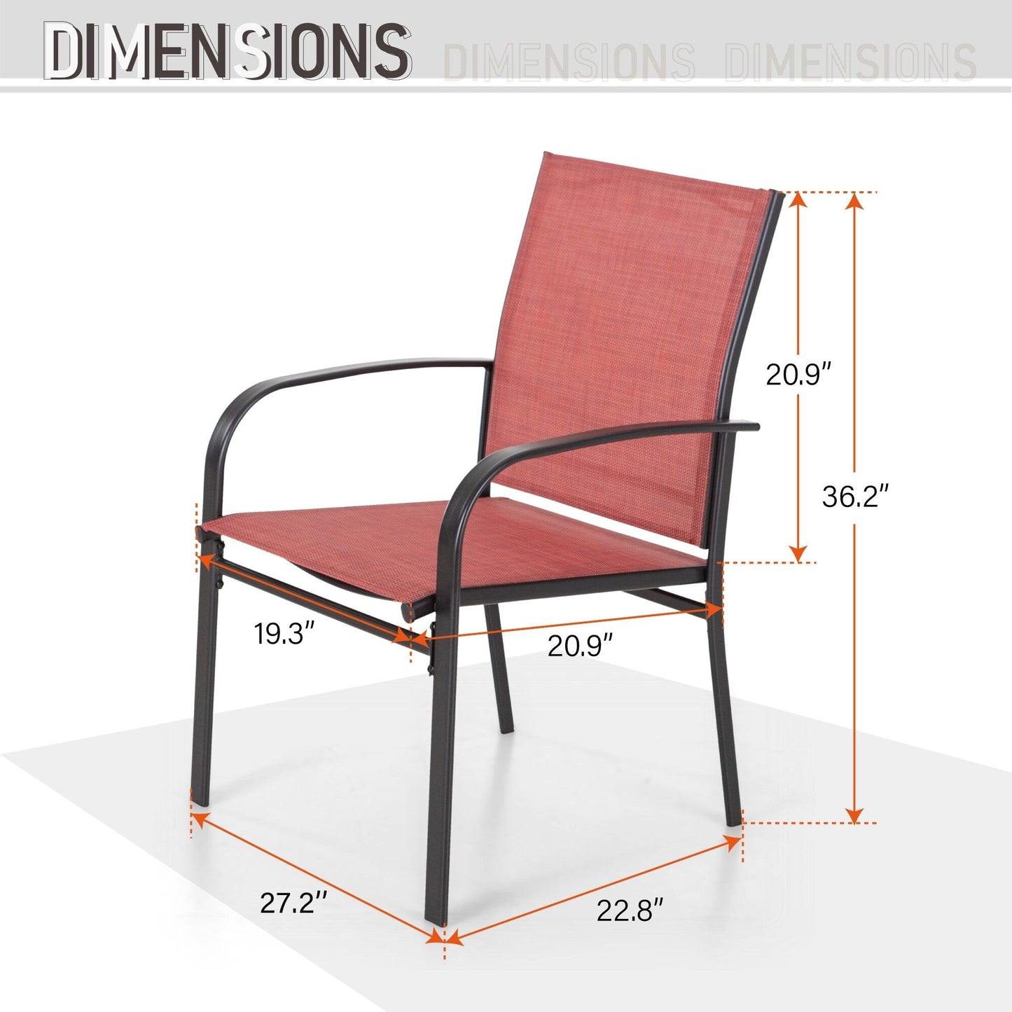 MAISON ARTS 7-Piece Patio Dining Set Metal Rectangle Table and 6 Textilene Chairs
