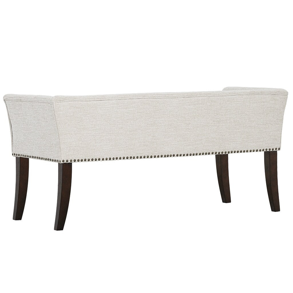 Madison Park Welburn 49.5 Upholstered Bench with Back & Wood Legs