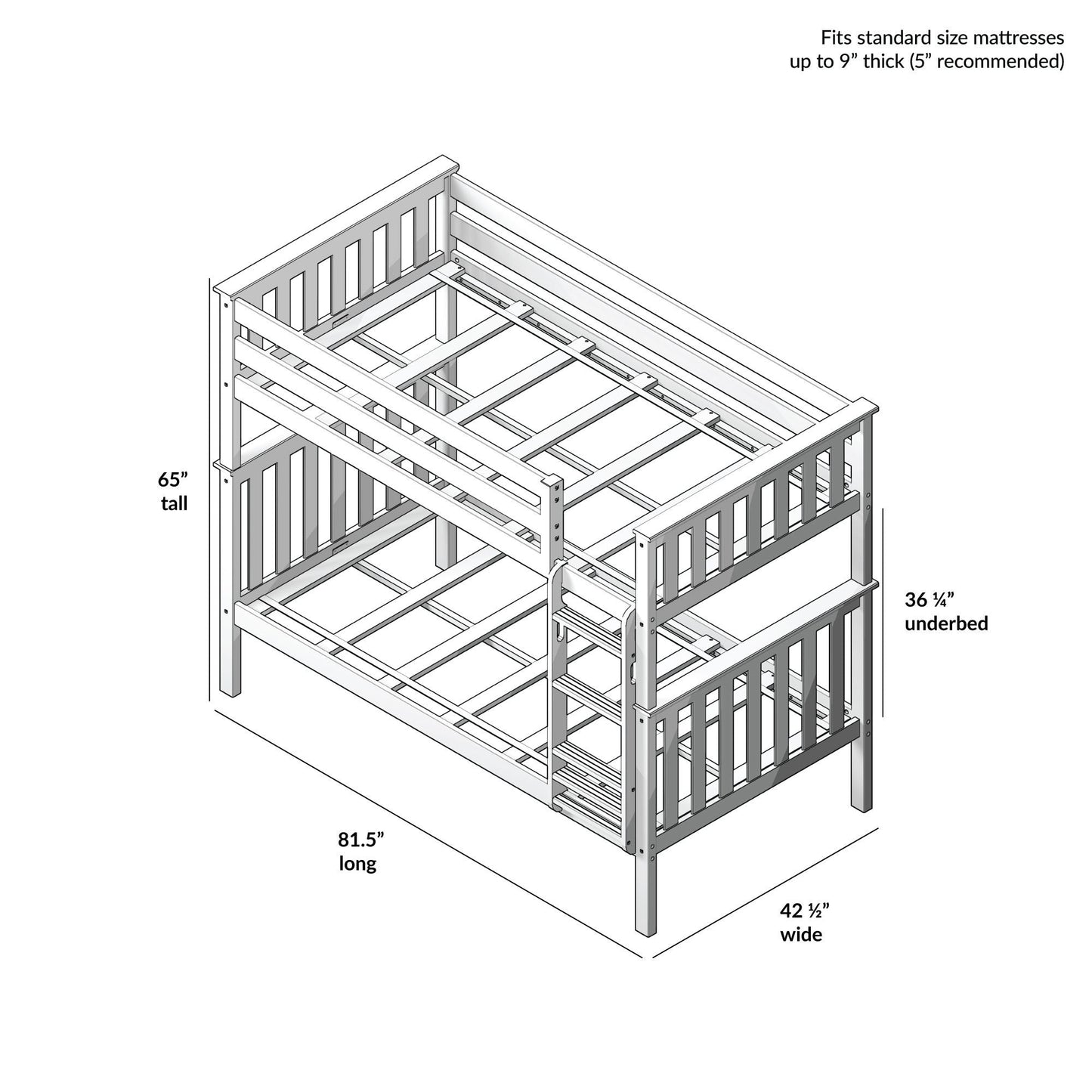 Max and Lily Twin over Twin Solid Wood Bunk Bed