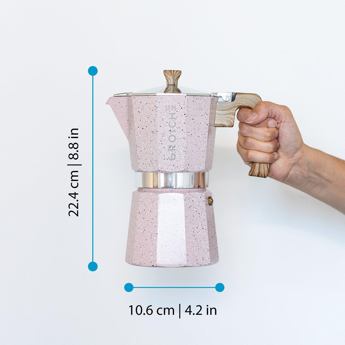 Milano Moka pot, Stovetop Espresso maker, Greca Coffee Maker, Stovetop coffee maker and espresso maker percolator (Grey, 9 cup)