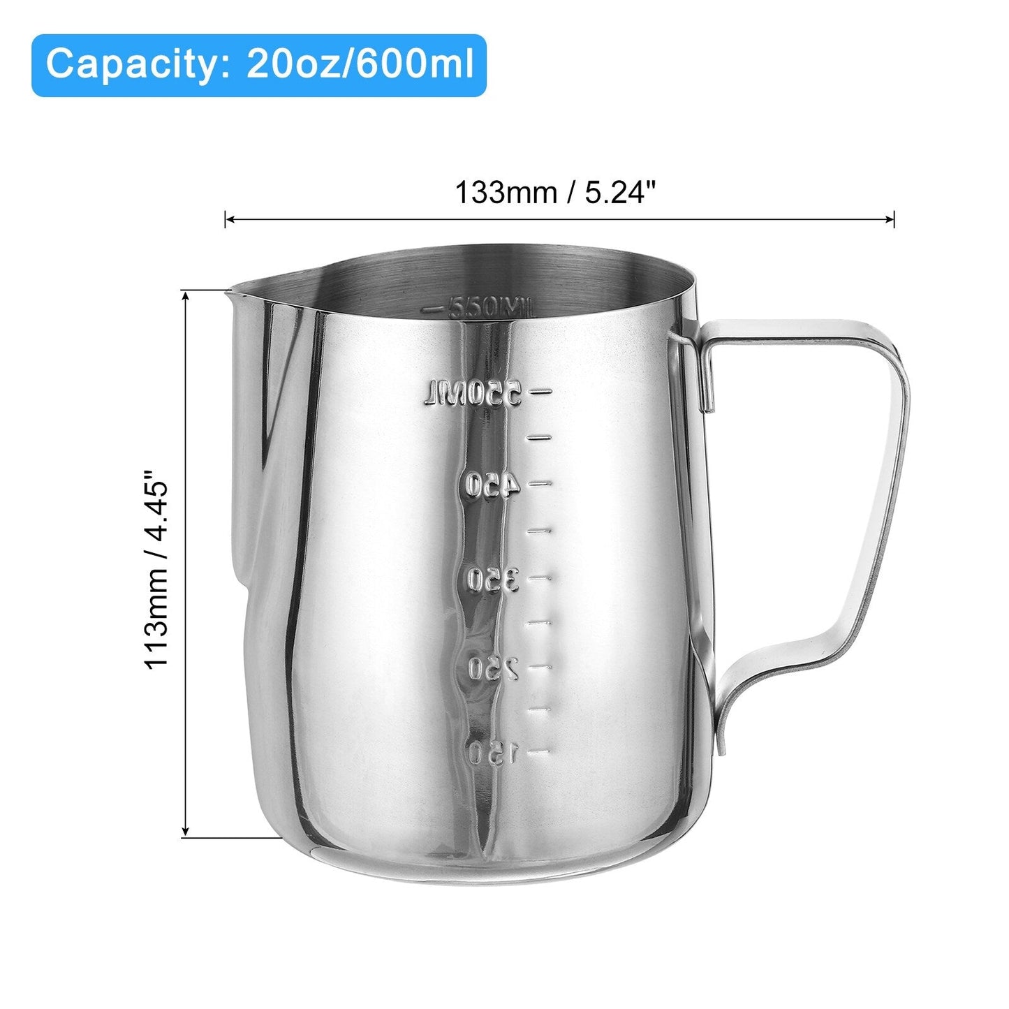 Milk Frothing Pitcher with Scale Lines, Pitcher with Pen
