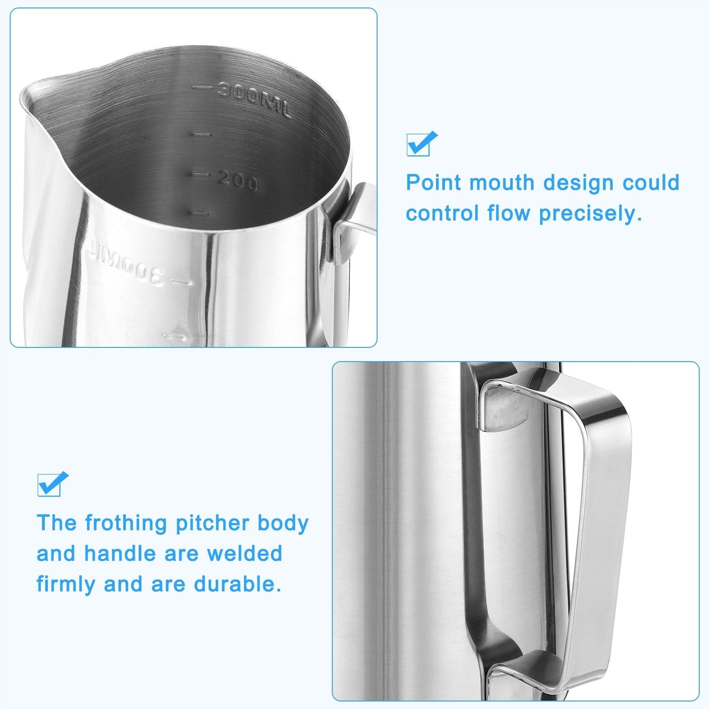 Milk Frothing Pitcher with Scale Lines, Pitcher with Pen