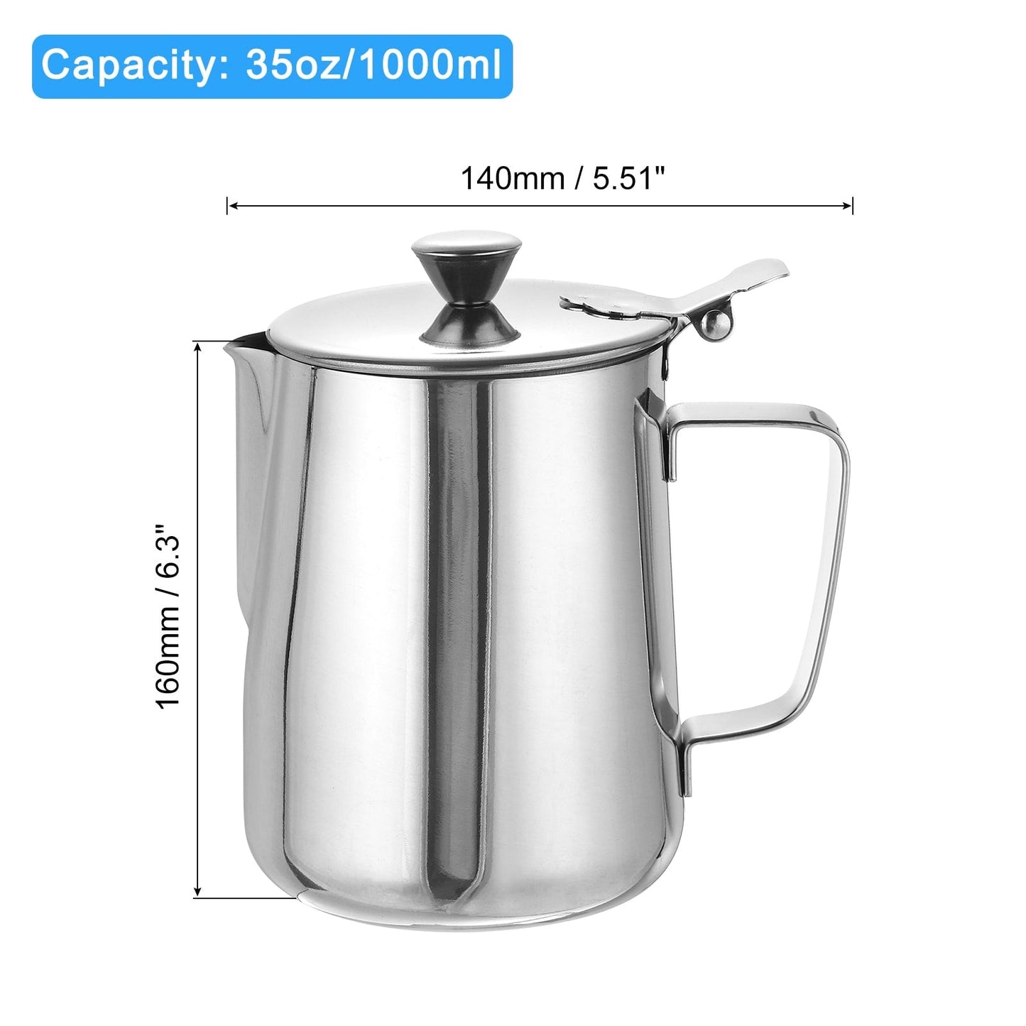 Milk Frothing Pitcher, with Lid and Handle for Home Cafe