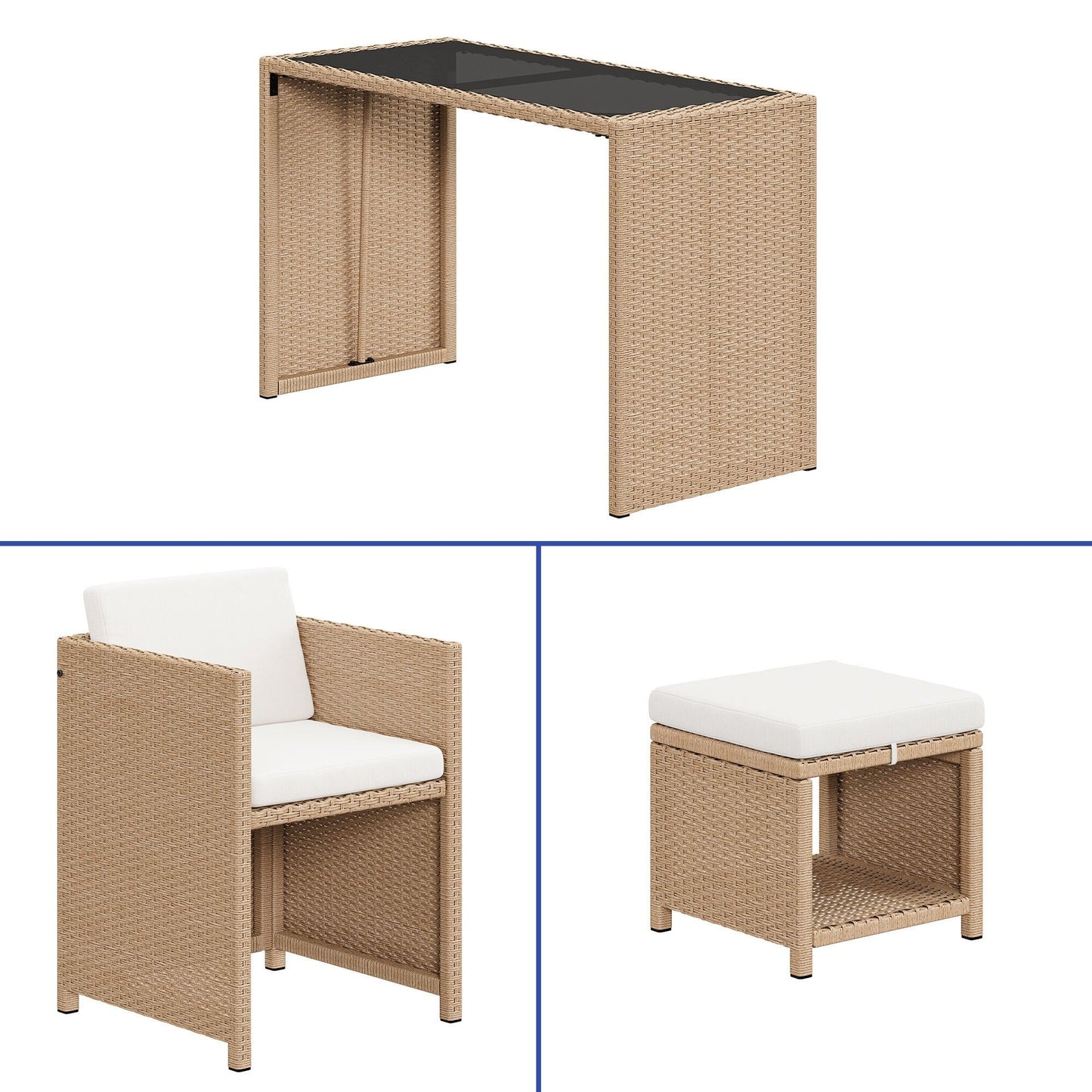 Moasis 5-Piece Outdoor Furniture Wicker Bar Set - 5PCS