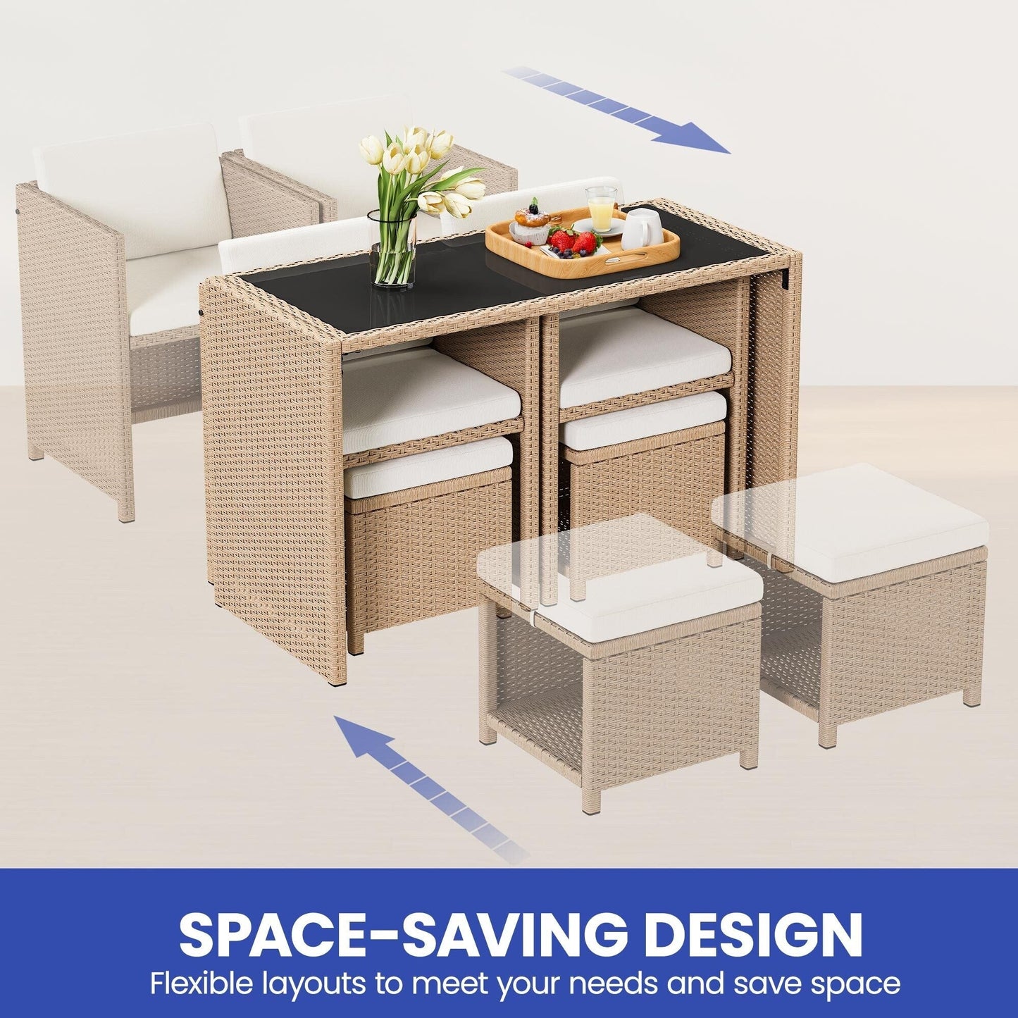 Moasis 5-Piece Outdoor Furniture Wicker Bar Set - 5PCS