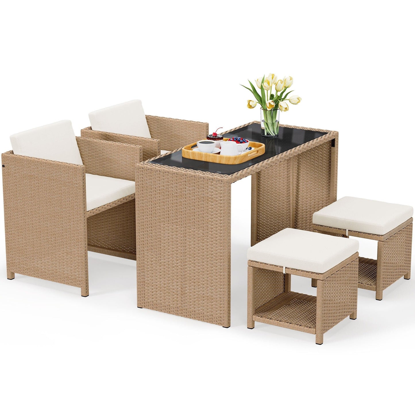 Moasis 5-Piece Outdoor Furniture Wicker Bar Set - 5PCS
