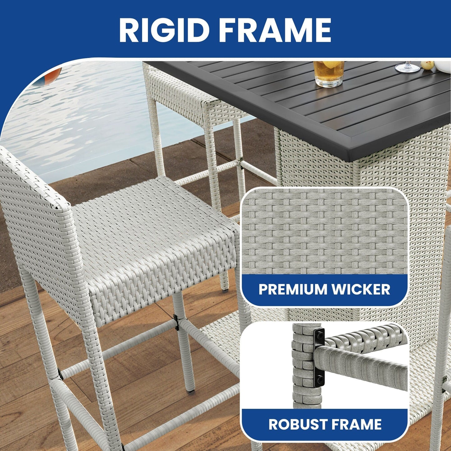 Moasis 5-Piece Wicker Patio Bar Set - 5 Pcs