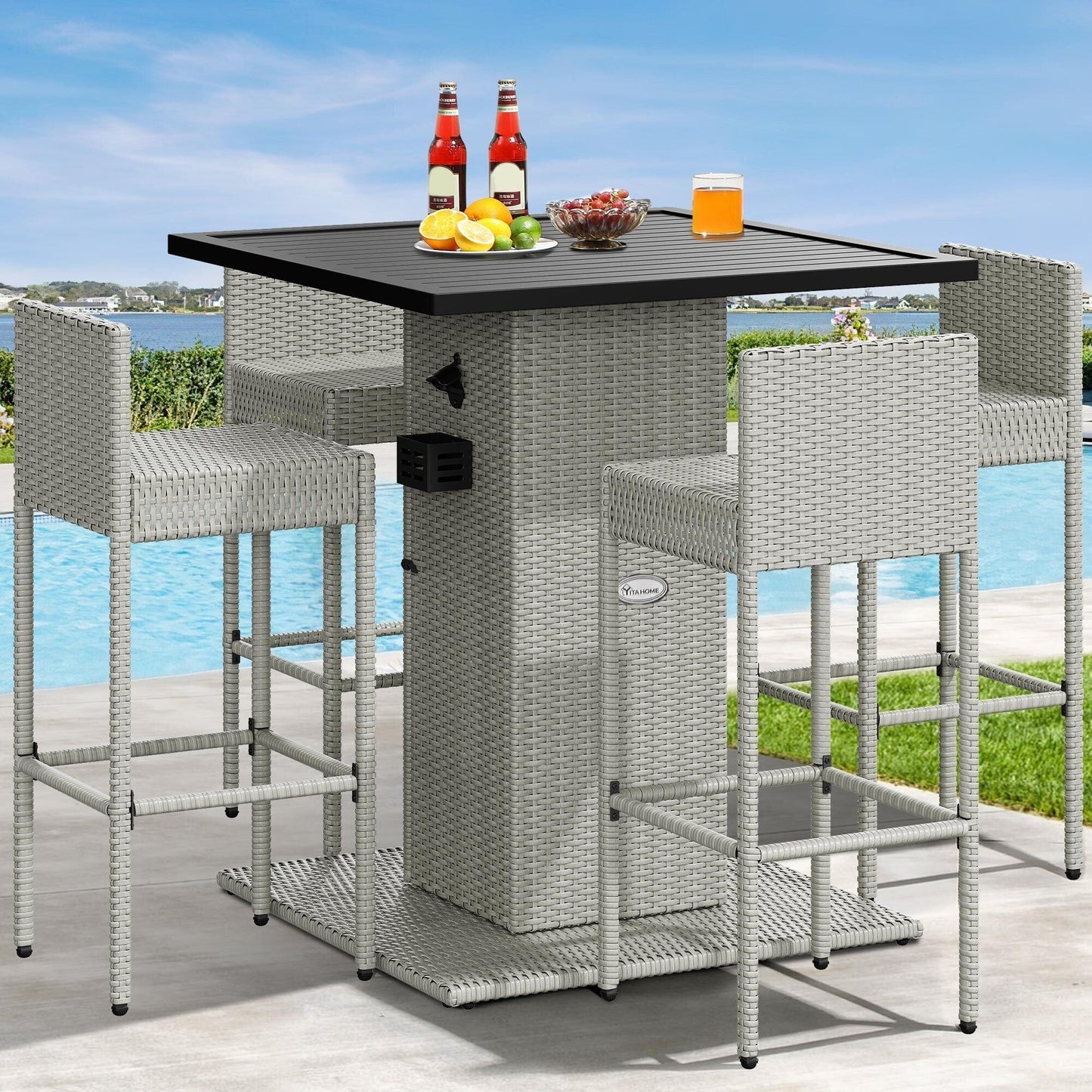 Moasis 5-Piece Wicker Patio Bar Set - 5 Pcs