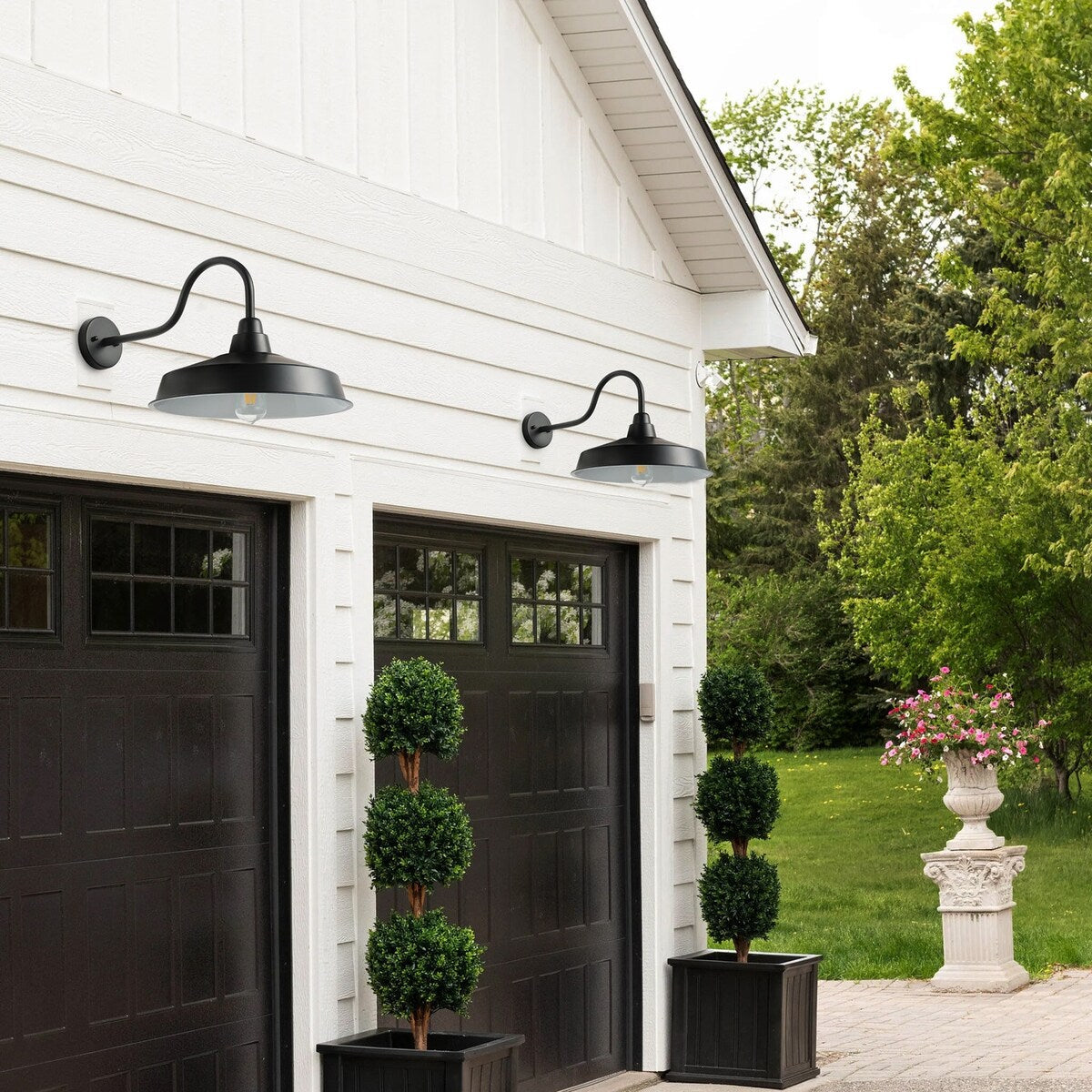 Modern 16 Inch Gooseneck Wall Mount Matte Black Barn Light Fixture