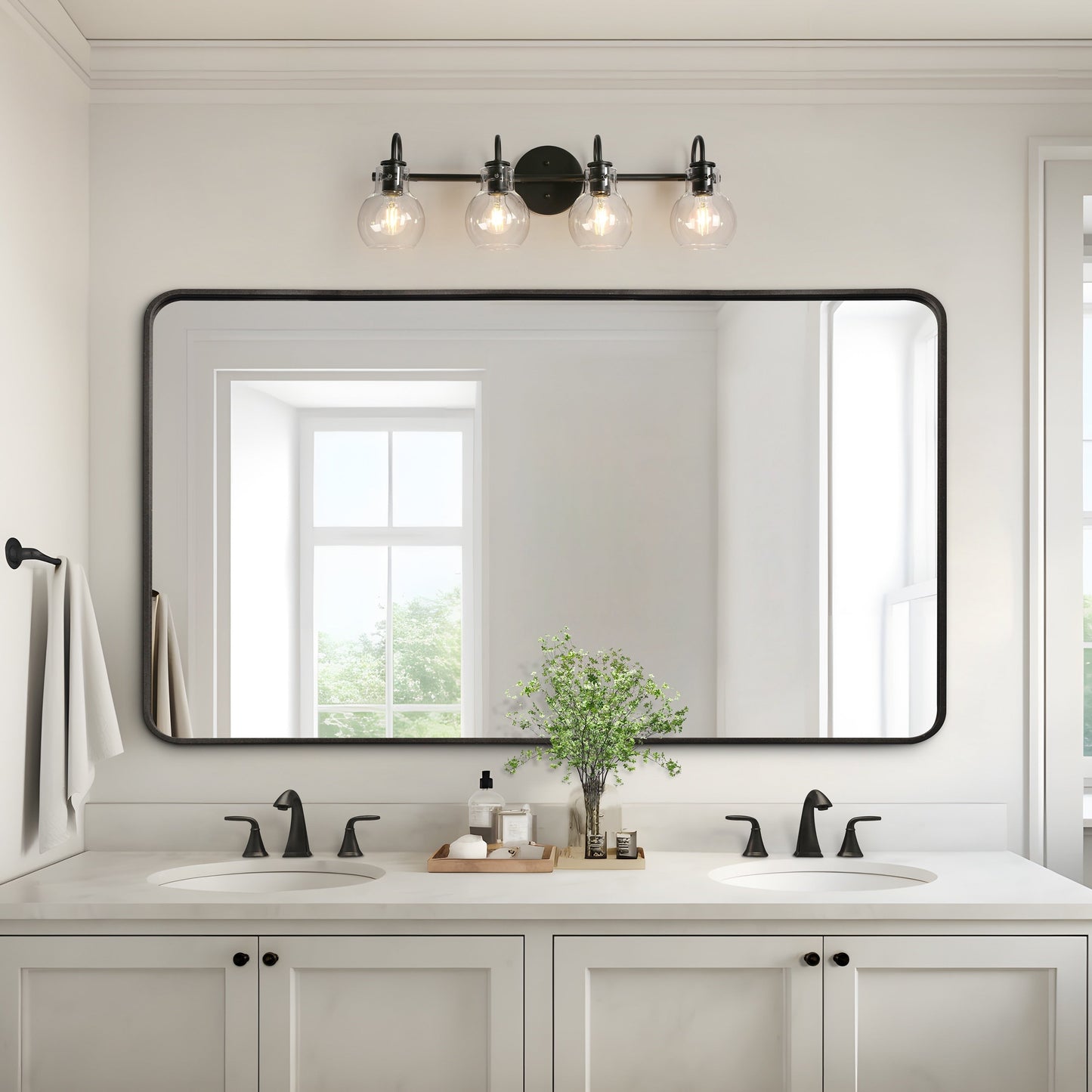 Modern 2/3/4/5-Light Bathroom Vanity Light Globe Glass Wall Sconce Minimalist Design