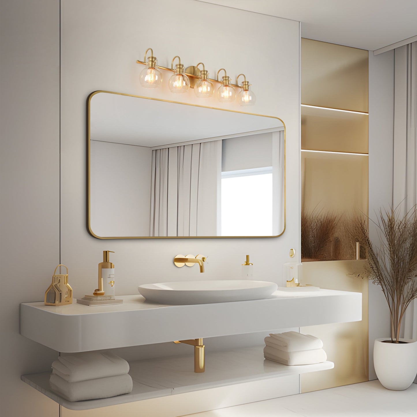 Modern 2/3/4/5-Light Bathroom Vanity Light Globe Glass Wall Sconce Minimalist Design