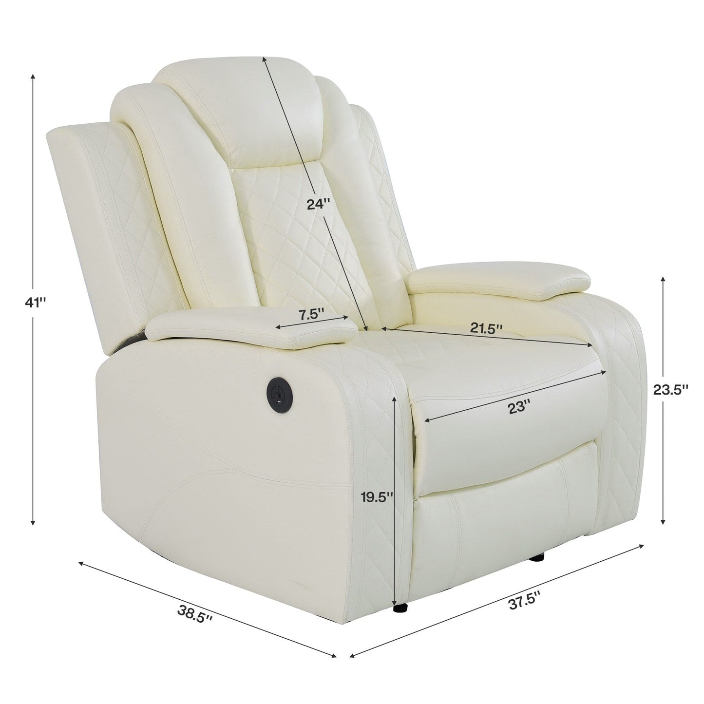 Modern 3-Piece Leather Recliner Sofa Set with LED, Wireless Charging