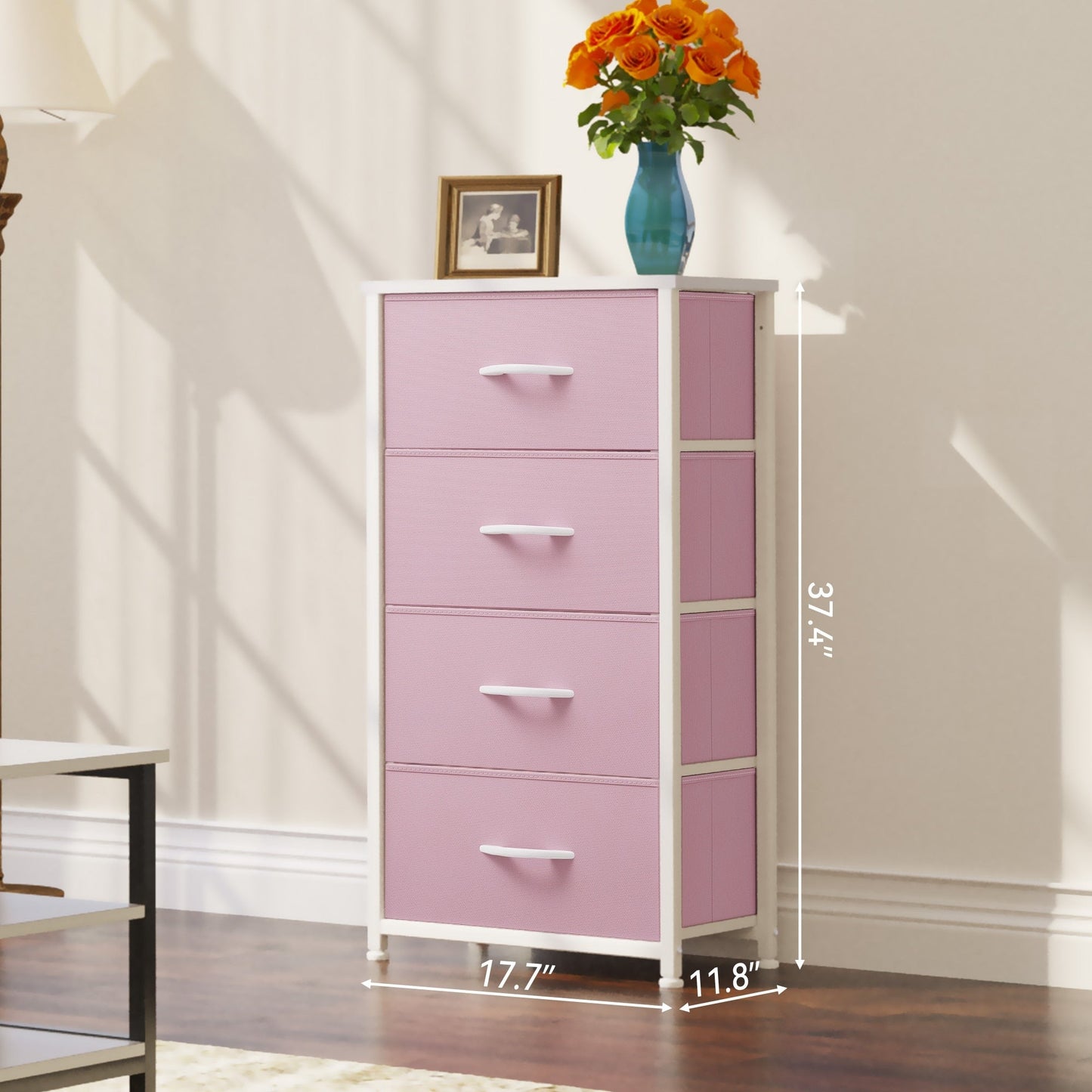 Modern 4/8/10-drawer Bedroom Fabric Dresser Storage Tower with Wood Top