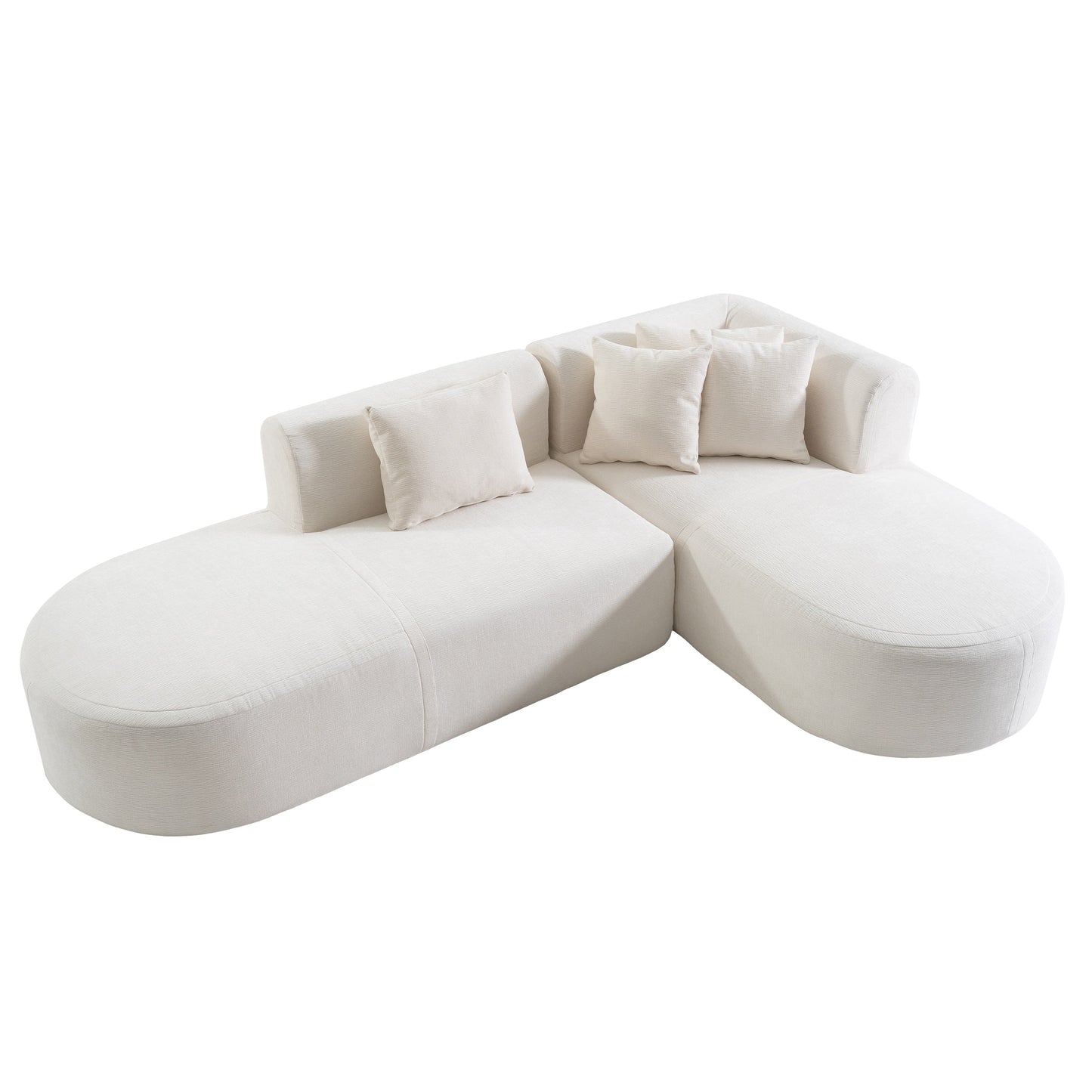 Modern 4-Seater Curved Sectional Sofa with 4 Plush Pillows for Living Room Bedroom