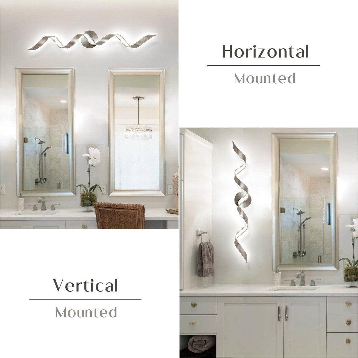 Modern Spiral Design LED Bathroom Vanity Light Dimmable Wall Light