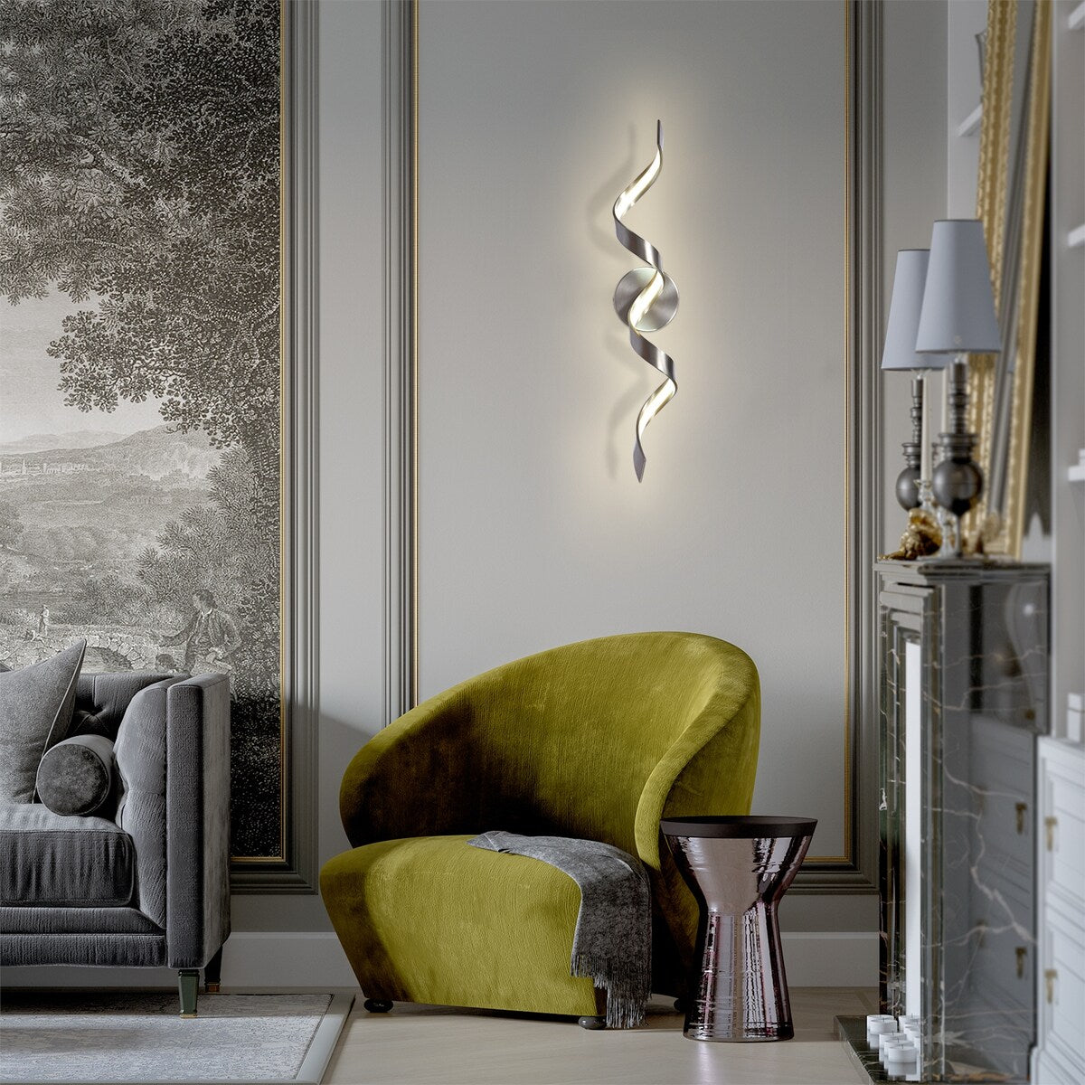 Modern Spiral Design LED Bathroom Vanity Light Dimmable Wall Light