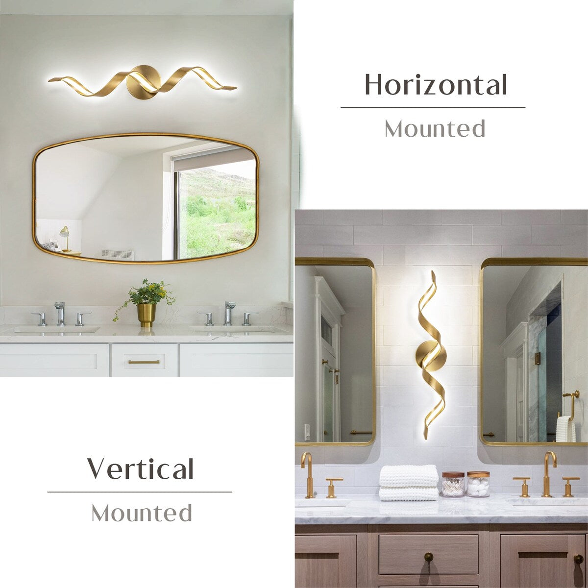 Modern Spiral Design LED Bathroom Vanity Light Dimmable Wall Light