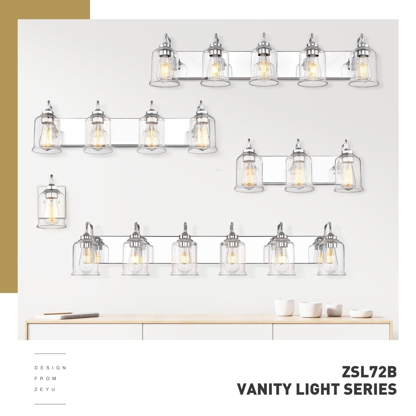 3/4/5/6-Light Modern Vanity Lights Over Mirror for Bathroom