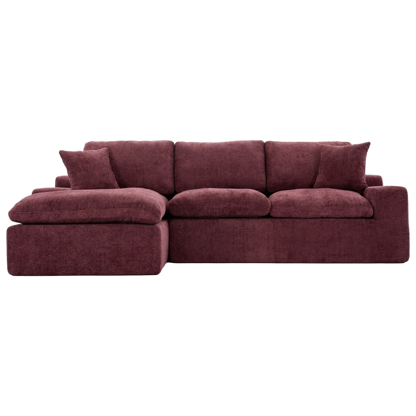 Modular Chenille Cloud Sectional Sofa with Double-Layer Cushions, Side Storage and Matching Pillows for Living Room