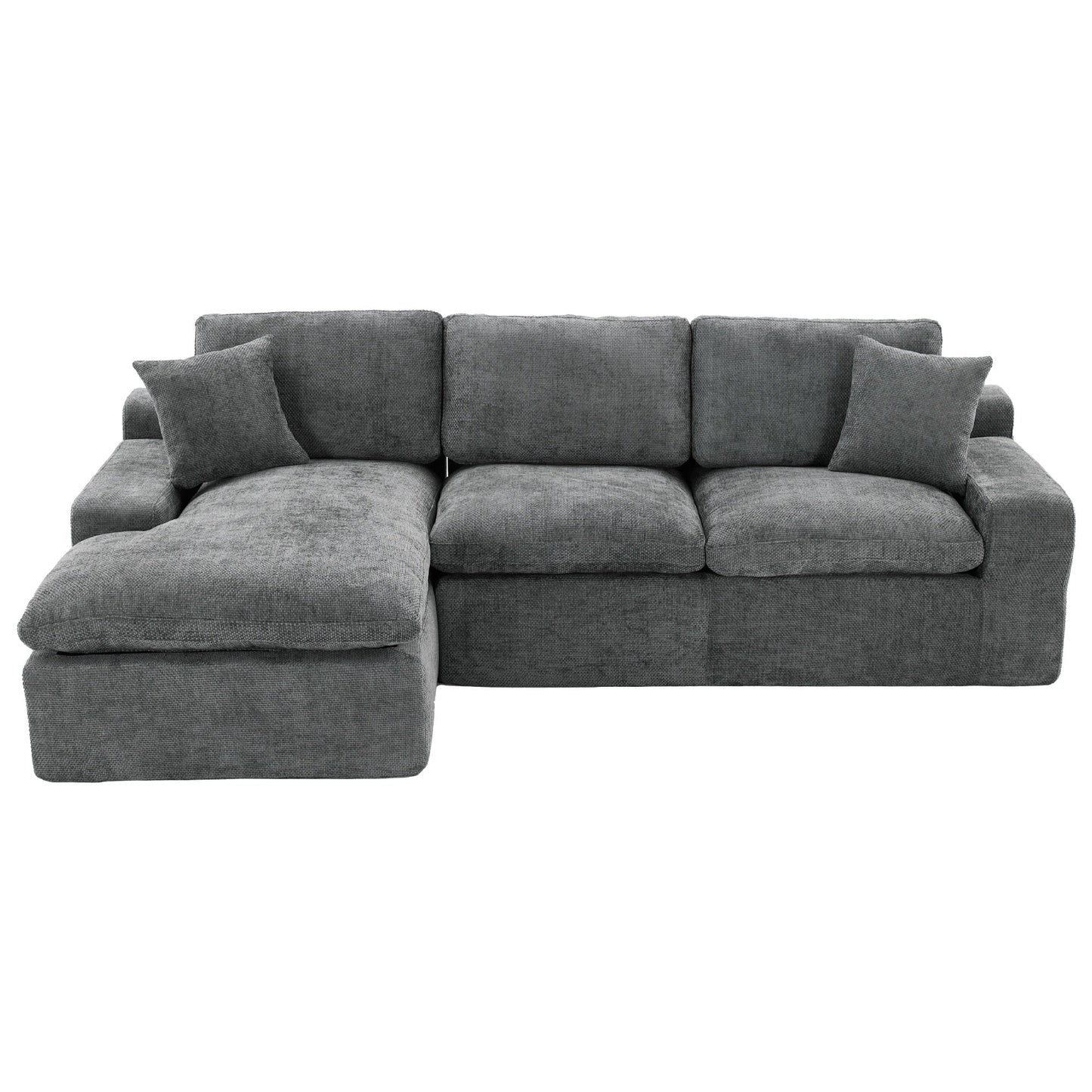 Modular Chenille Cloud Sectional Sofa with Double-Layer Cushions, Side Storage and Matching Pillows for Living Room
