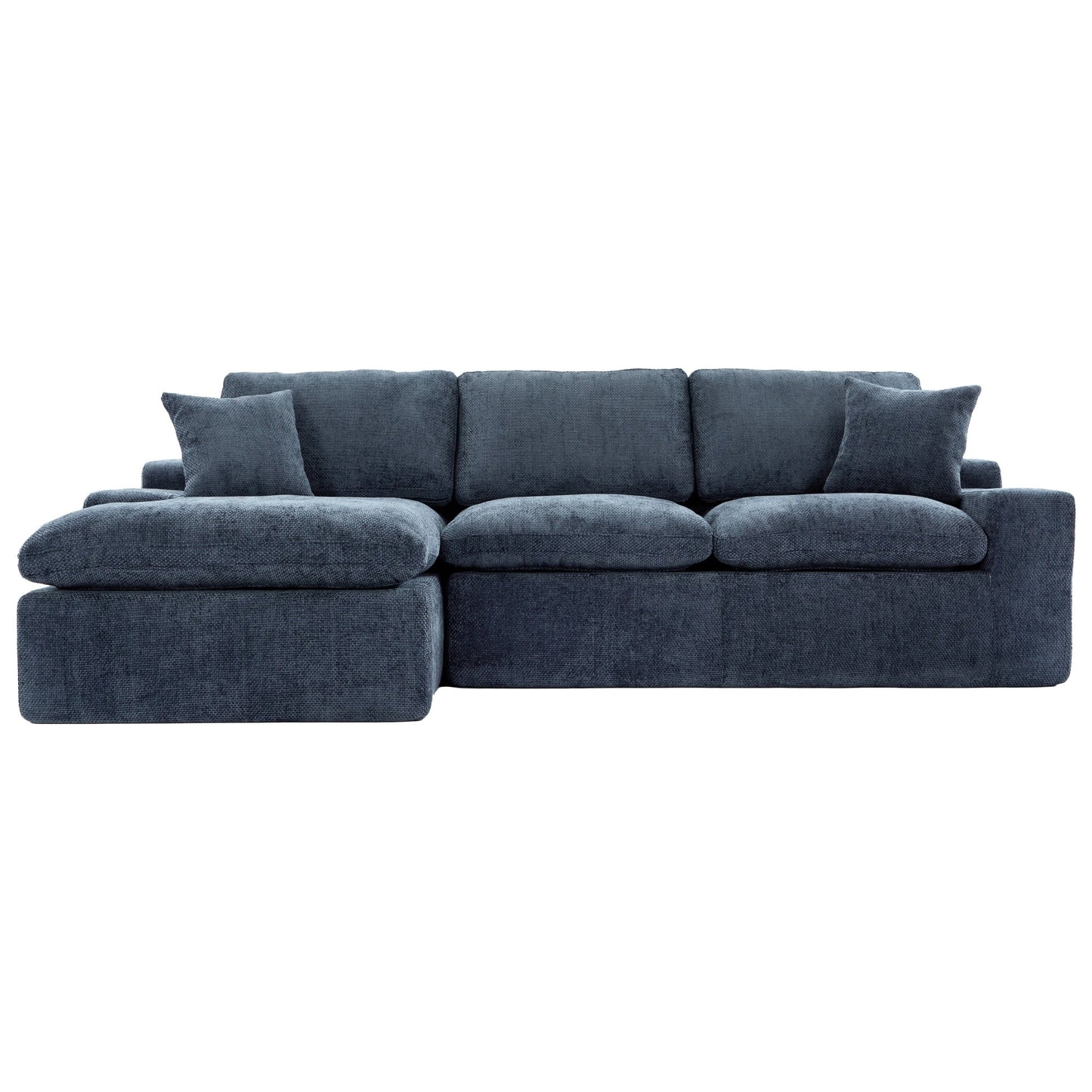 Modular Chenille Cloud Sectional Sofa with Double-Layer Cushions, Side Storage and Matching Pillows for Living Room