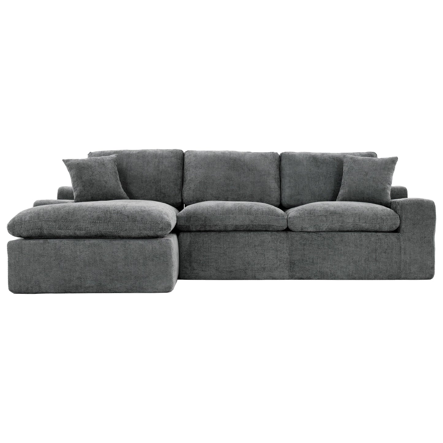 Modular Chenille Cloud Sectional Sofa with Double-Layer Cushions, Side Storage and Matching Pillows for Living Room