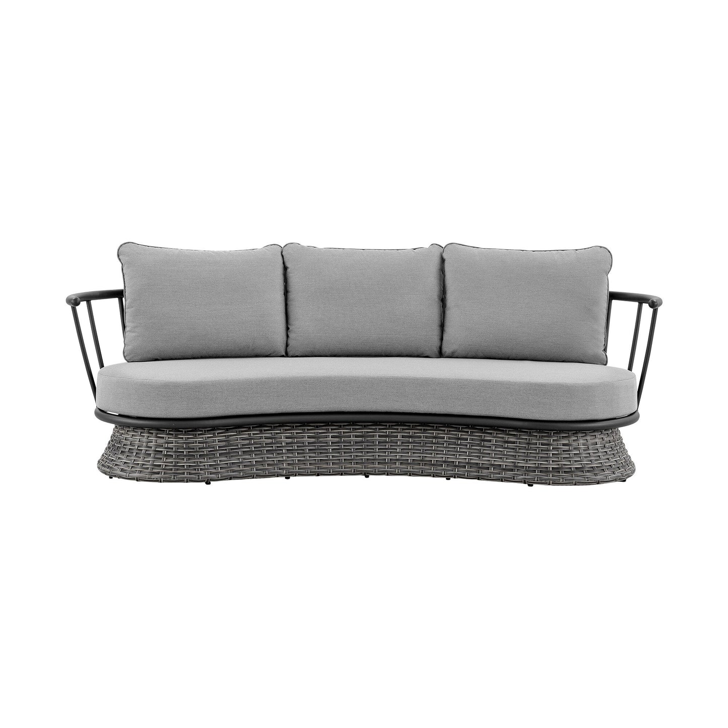 Monk Modern Gray Wicker and Aluminum Outdoor 4 Piece Conversation Set with Swivel Chairs