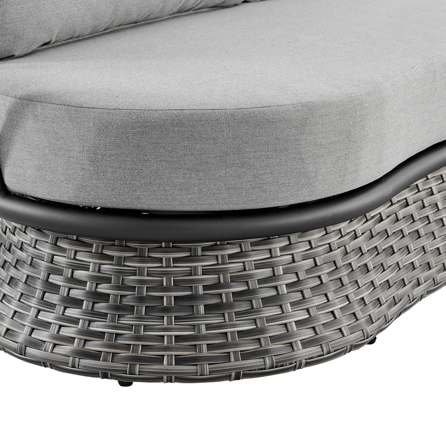 Monk Modern Gray Wicker and Aluminum Outdoor 4 Piece Conversation Set with Swivel Chairs