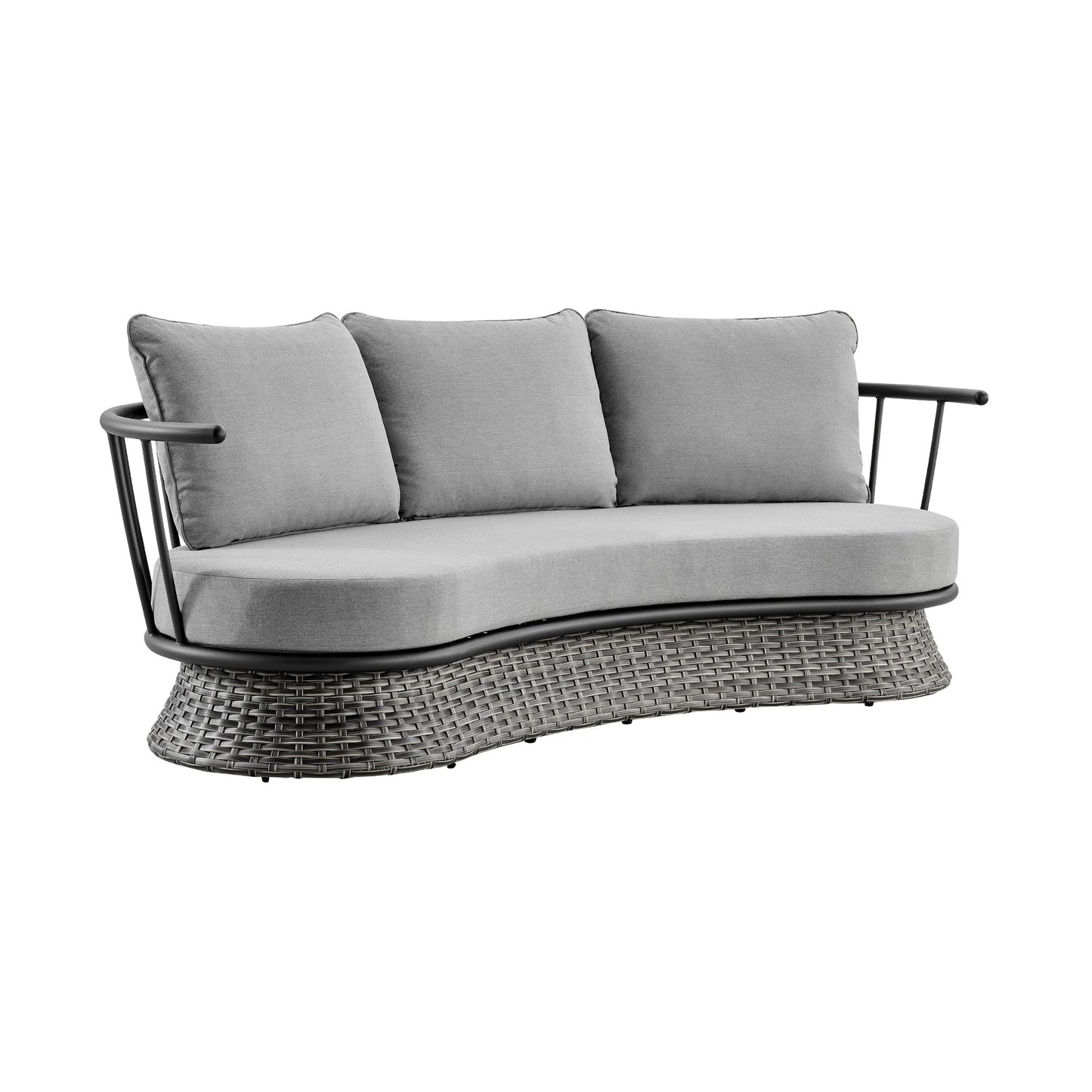 Monk Modern Gray Wicker and Aluminum Outdoor 4 Piece Conversation Set with Swivel Chairs
