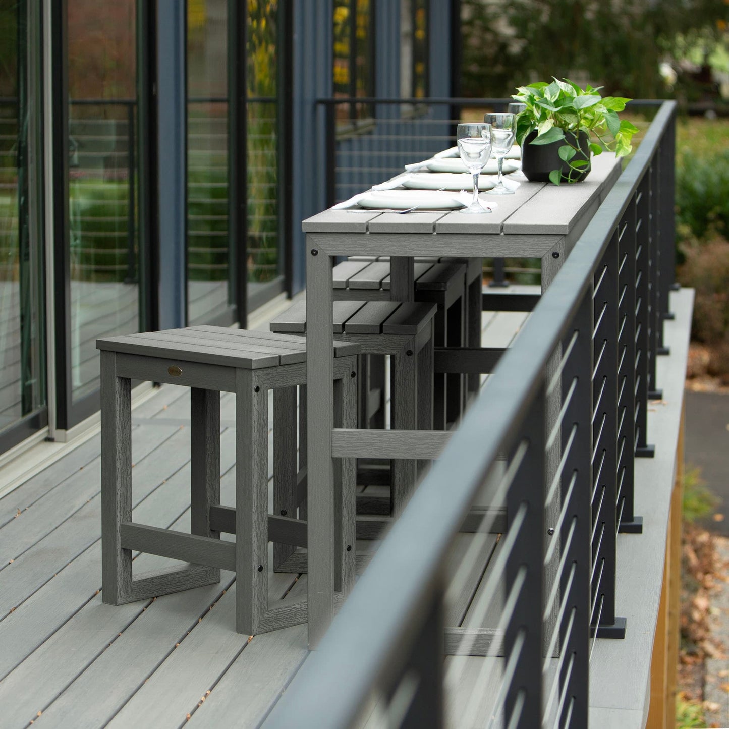 HIGHWOOD Monroe Modern Counter Height Balcony Stool/Table 6-Piece Set - N/A