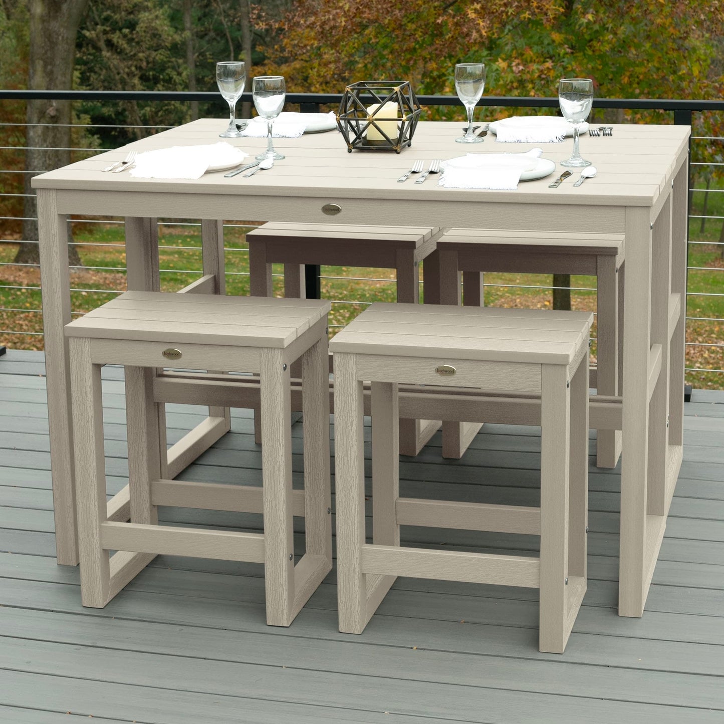 HIGHWOOD Monroe Modern Counter Height Balcony Stool/Table 6-Piece Set - N/A
