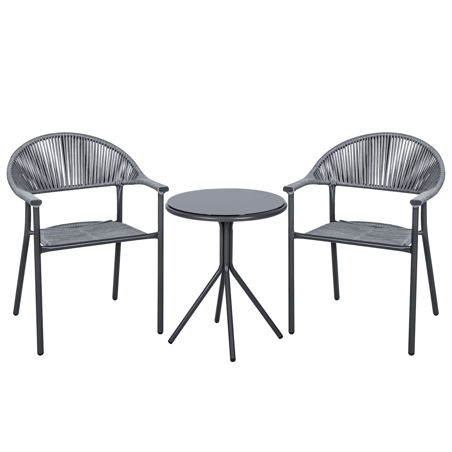 NUU GARDEN 3-piece Patio Rope Wicker Bistro Set