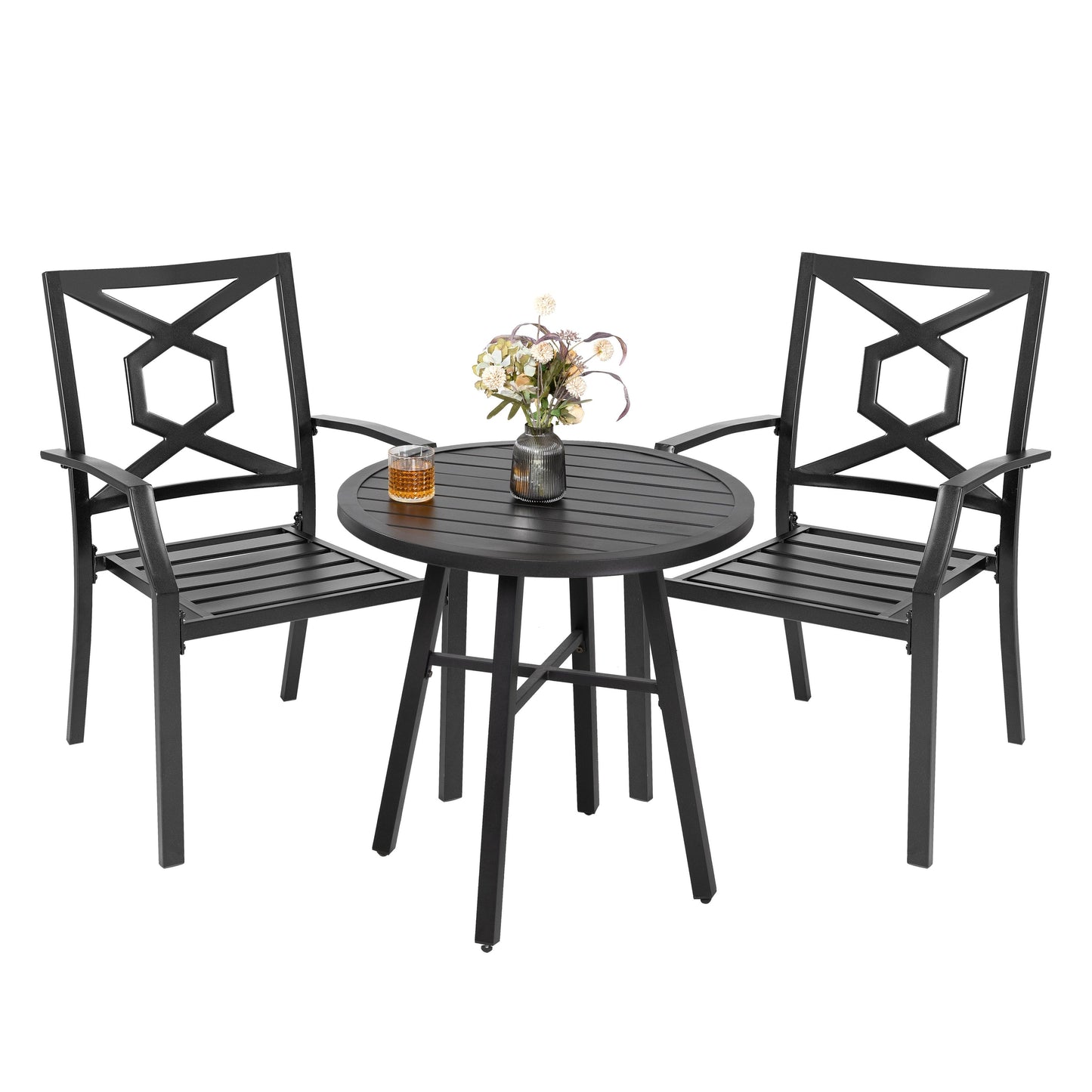 NUU GARDEN Outdoor 3-Piece Iron Bistro Set