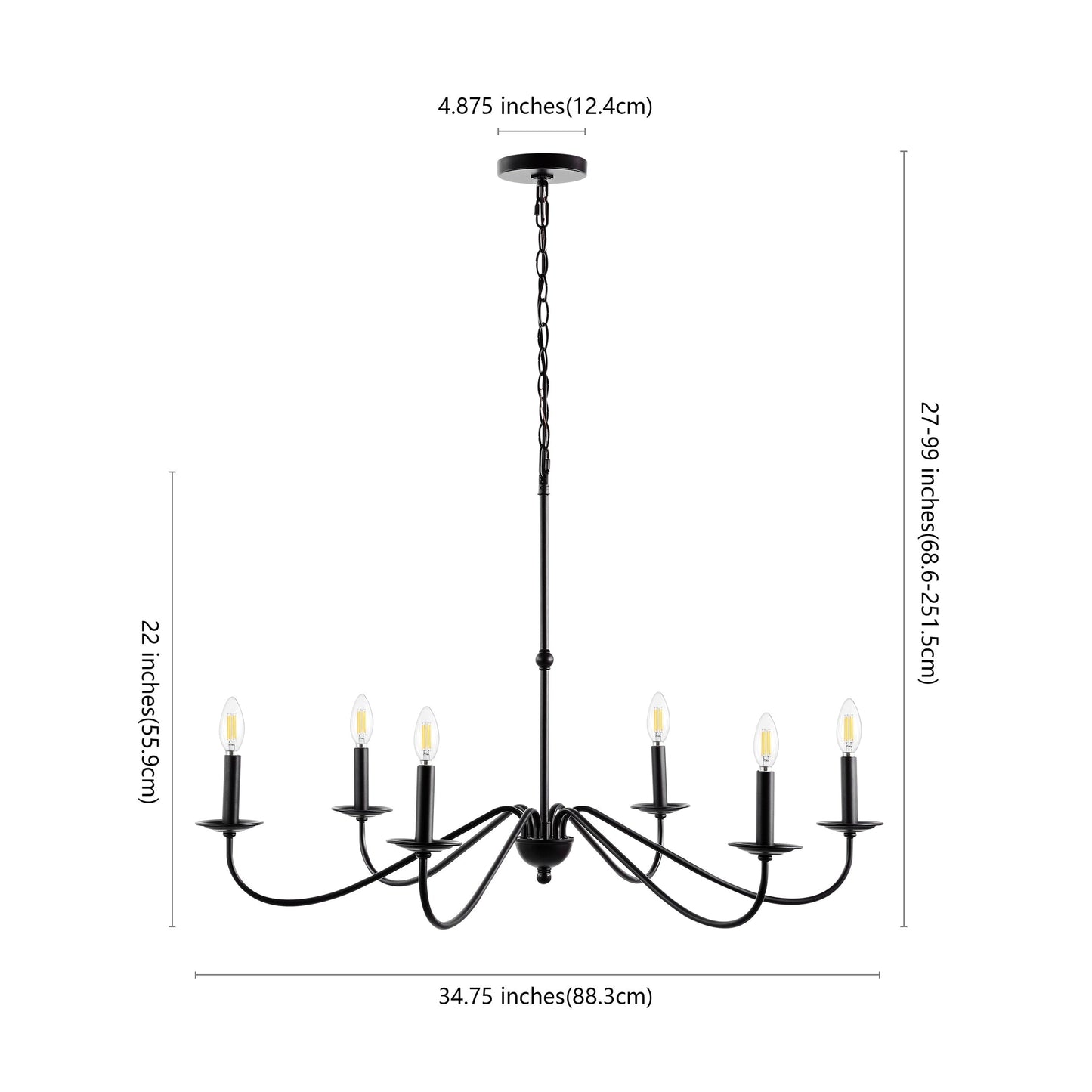 34.75 6-Light Iron LED Chandelier, by JONATHAN Y