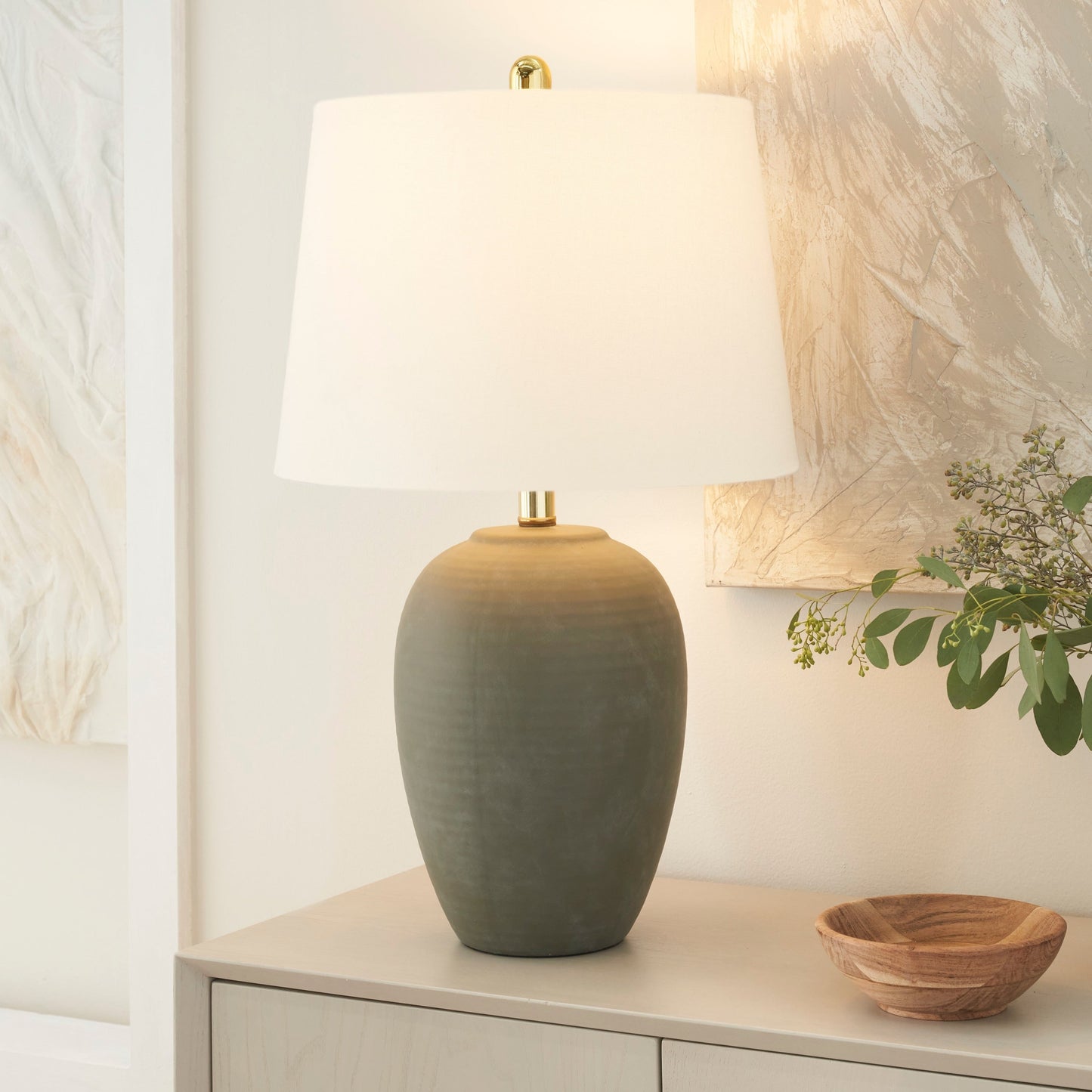 Nourison 23 Unglazed Ceramic Jar Table Lamp